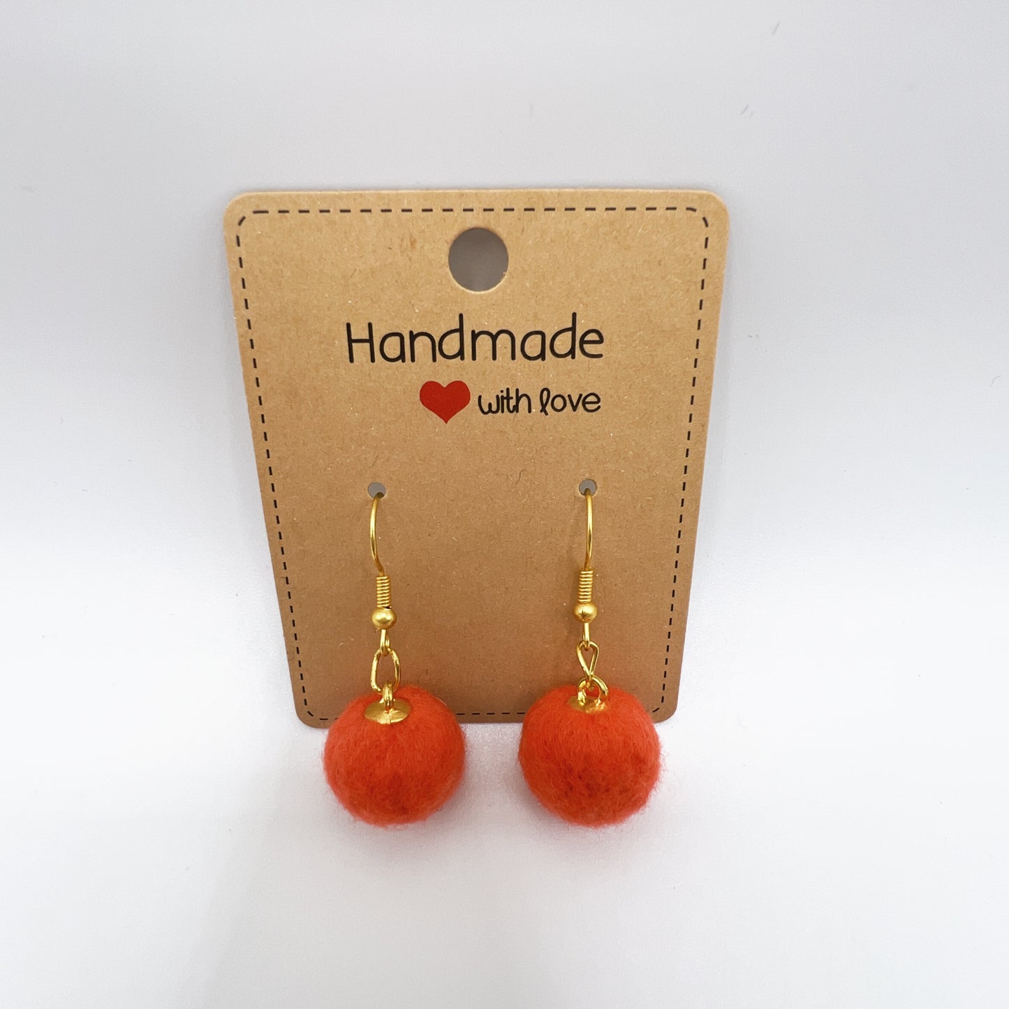 Orange Fluffy Pom-Pom Drop Earrings | Lightweight & Chic | Playful Statement
