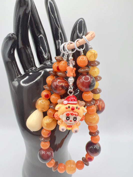 Handmade Kawaii Beaded with Cartoon Pendant Keychain / Bag Chain / Phone Chain