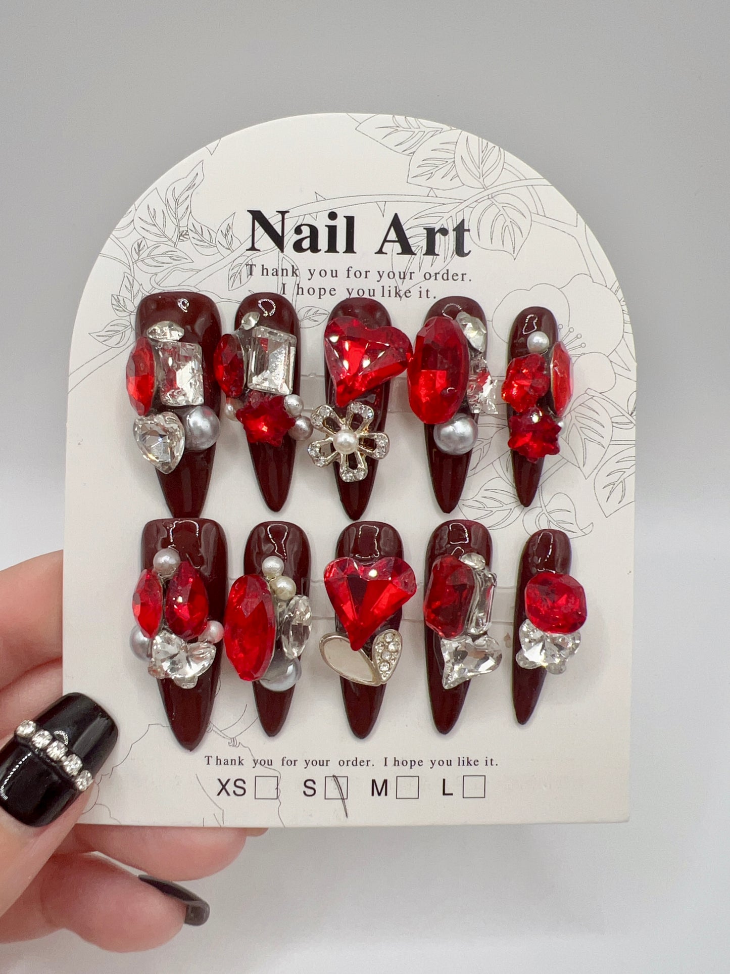Long Stiletto Press On Nails with Luxury Rhinestone – Small Size