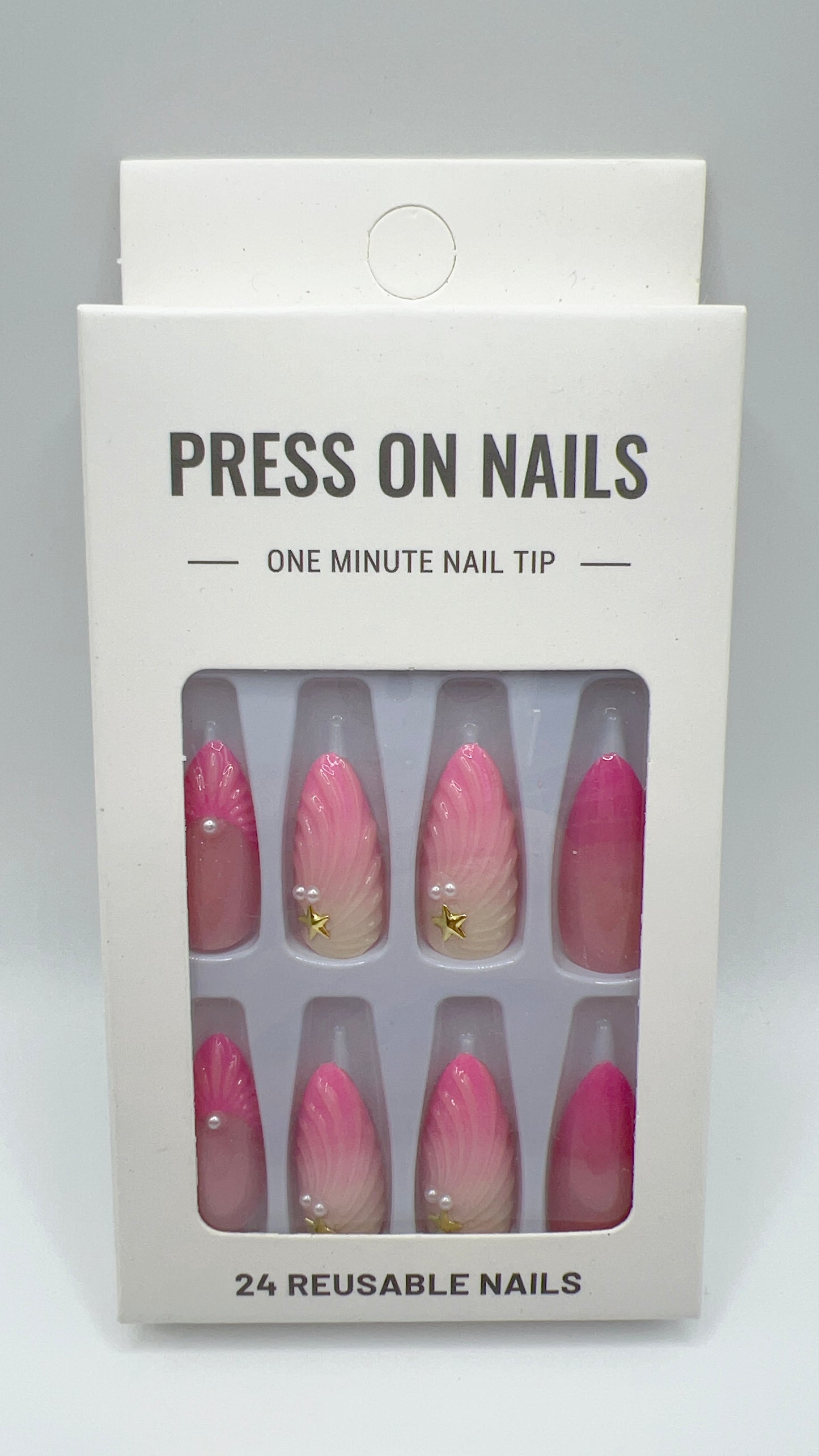 24Pcs Almond Press-On Nails – 10 Designs, Fits All Nail Sizes