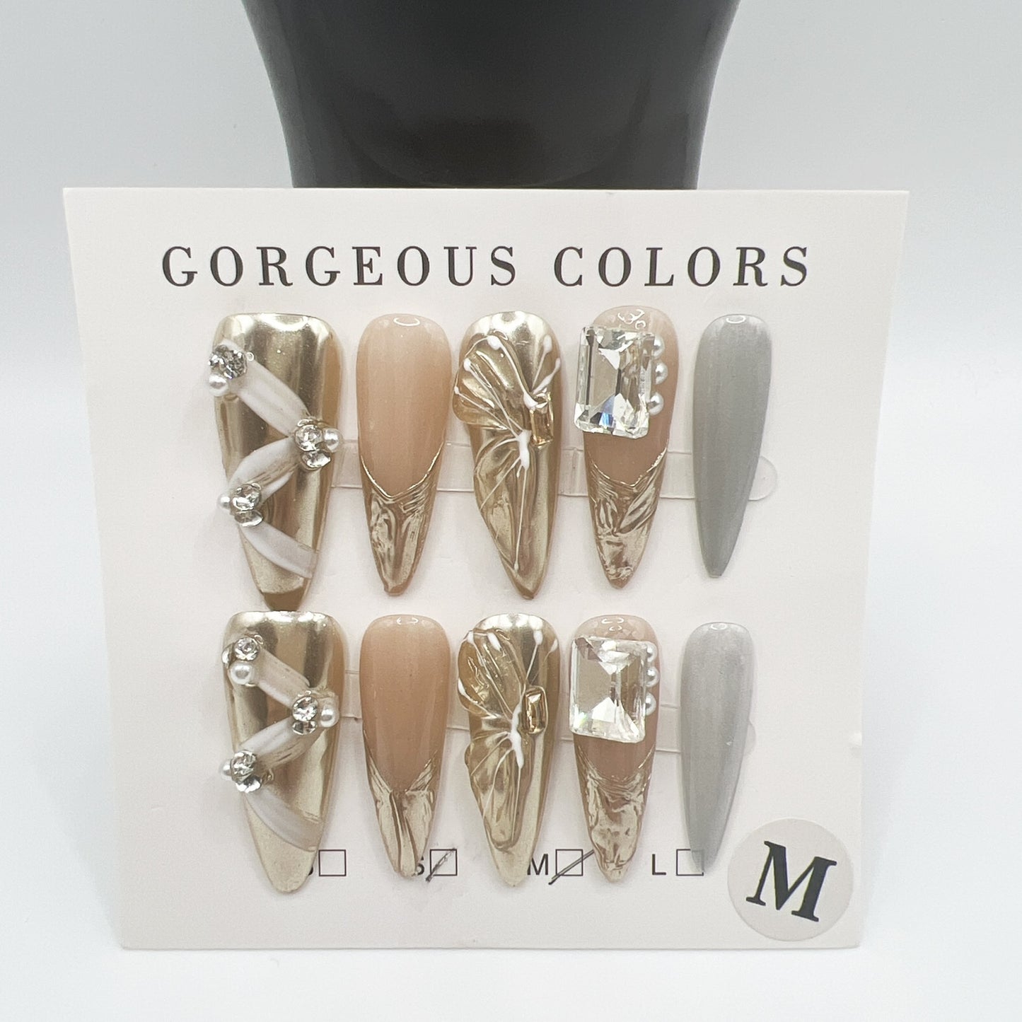 Luxury Charms Press-On Nails – Medium Size-stiletto shape
