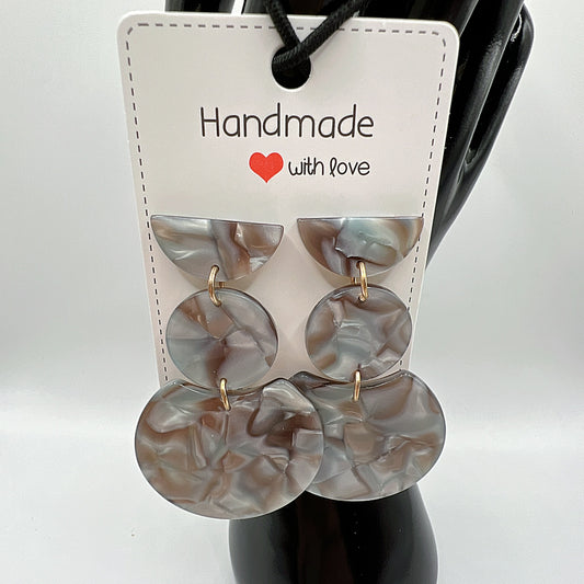 Triple-layer Drop Earrings in Acetate with Aqua Ripples | Modern Elegance | Lightweight Design