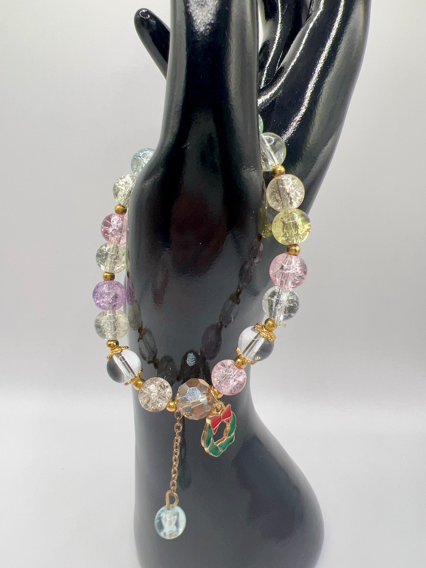 Stretchy Glass or Acrylic Bead Bracelet with Cute Charms & Spacers – Handmade Jewelry