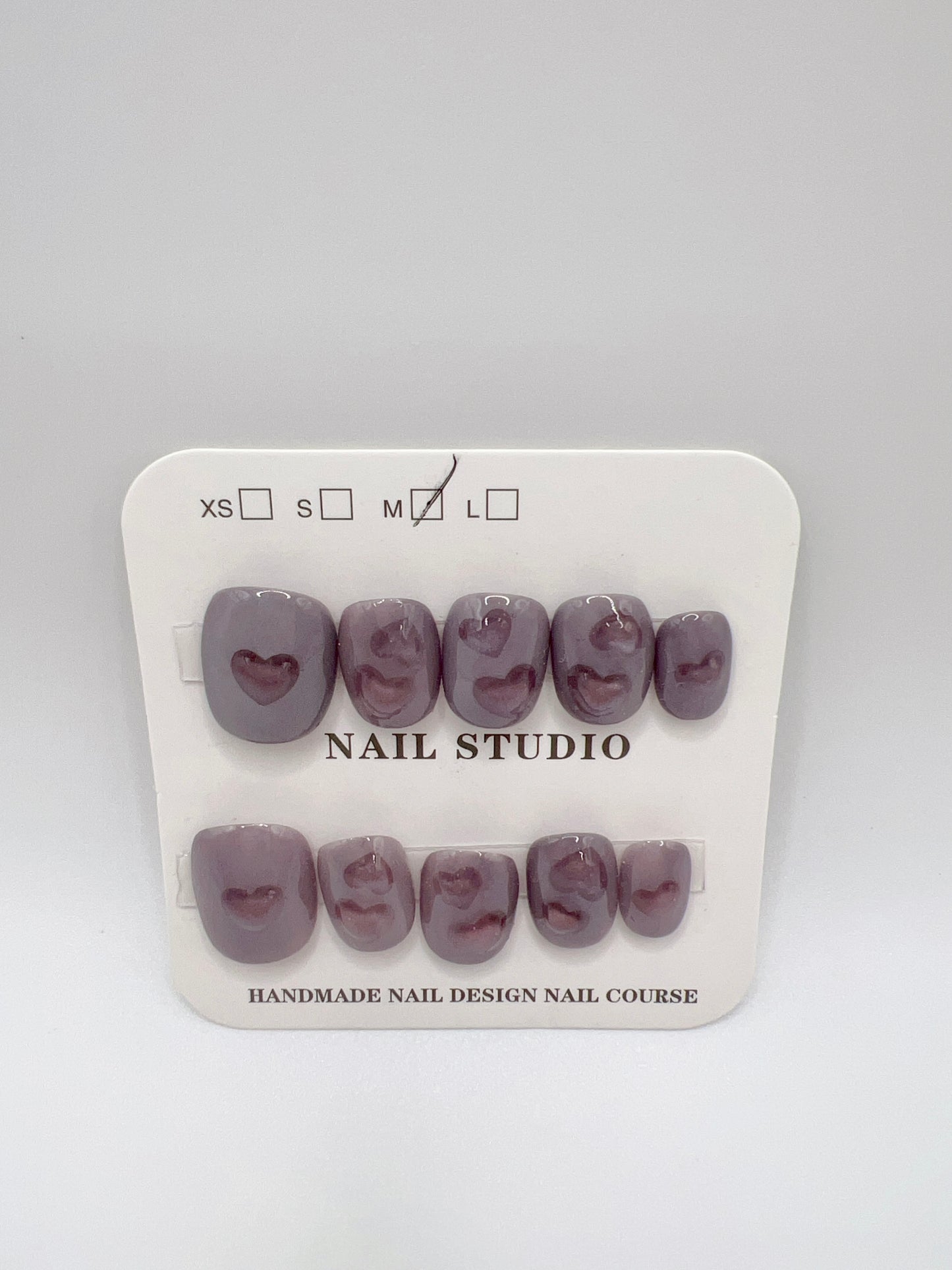 5 Set Short Square Press-On Nails with Cat Eye or Glitter Design