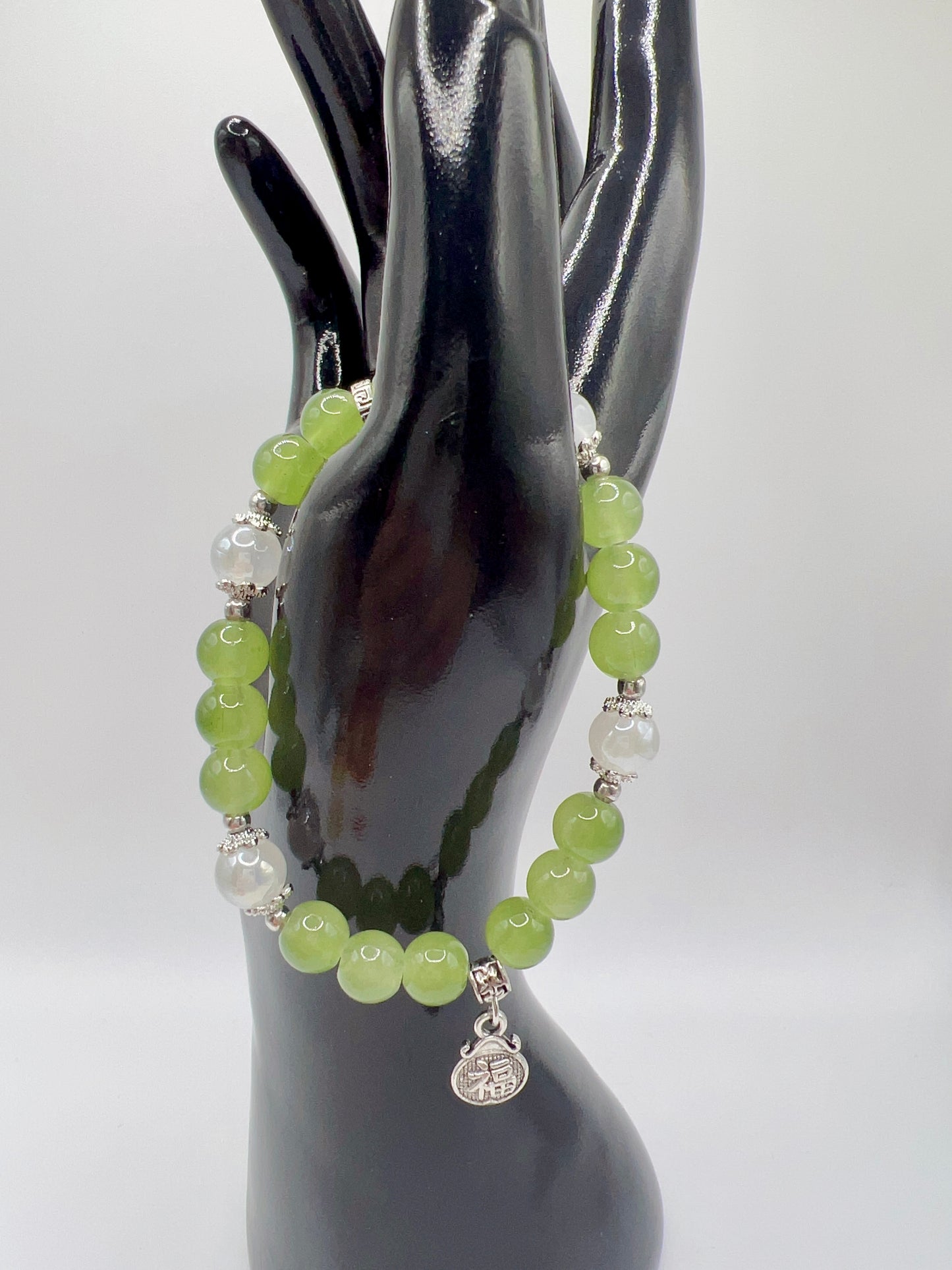 Stretchy Glass or Acrylic Bead Bracelet with Cute Charms & Spacers – Handmade Jewelry