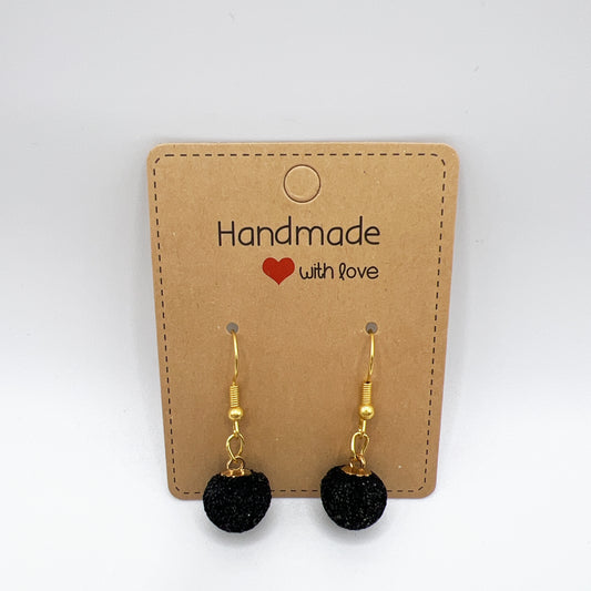 Black Fabric Mini Ball Drop Earrings | Lightweight & Stylish | Elegant Chic