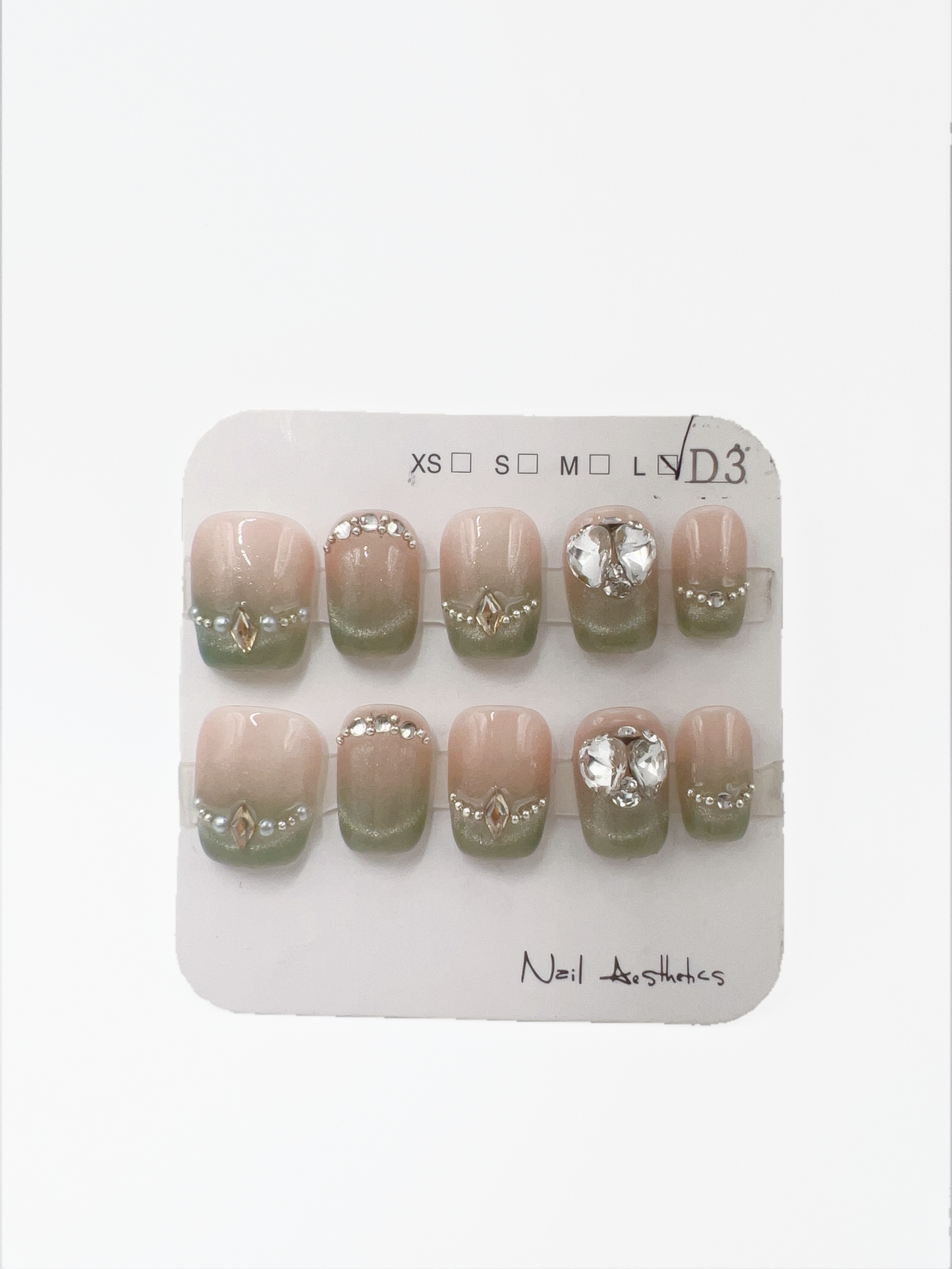 Square Press-On Nails with Cat Eye & Shimmer – Large Size