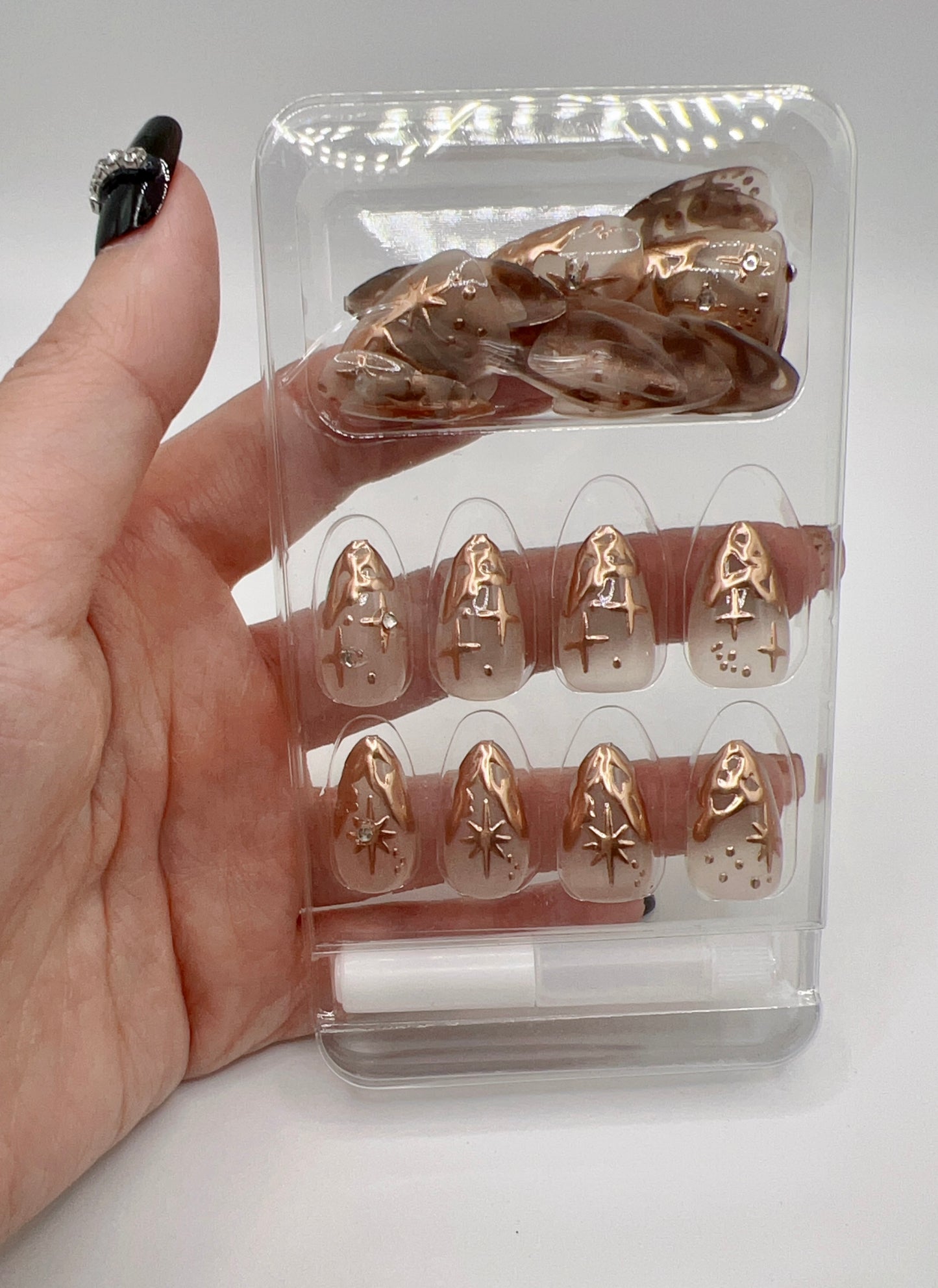 24Pcs Almond Press-On Nails – 10 Designs, Fits All Nail Sizes