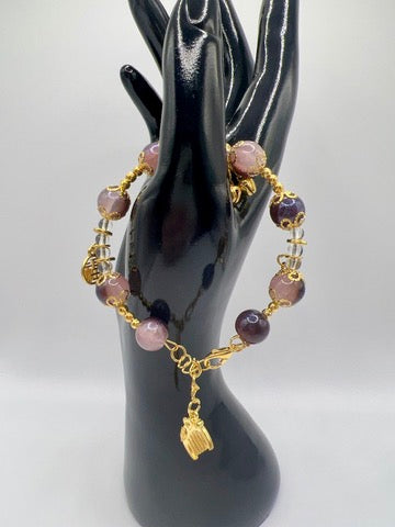 Adjustable Glass or Acrylic Bead Bracelet with Cute Charms & Spacers – Handmade Jewelry