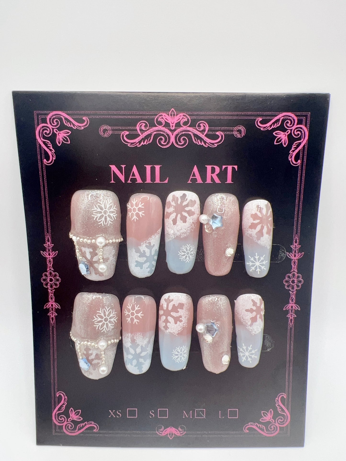 Medium Coffin Press On Nails with Rhinestone and Charms – Medium Size
