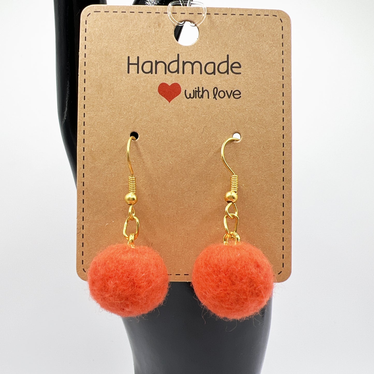 Orange Fluffy Pom-Pom Drop Earrings | Lightweight & Chic | Playful Statement