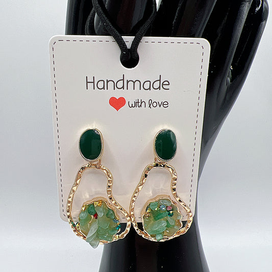 Elegant Crushed Stone Earrings – Two Color Lightweight Jewelry