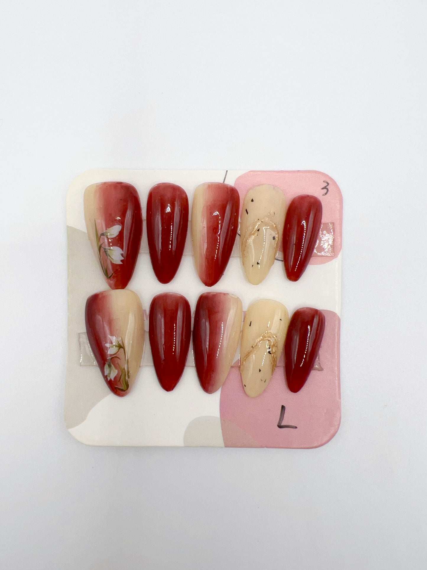 Almond Press-On Nails with Simple Design – Large Size