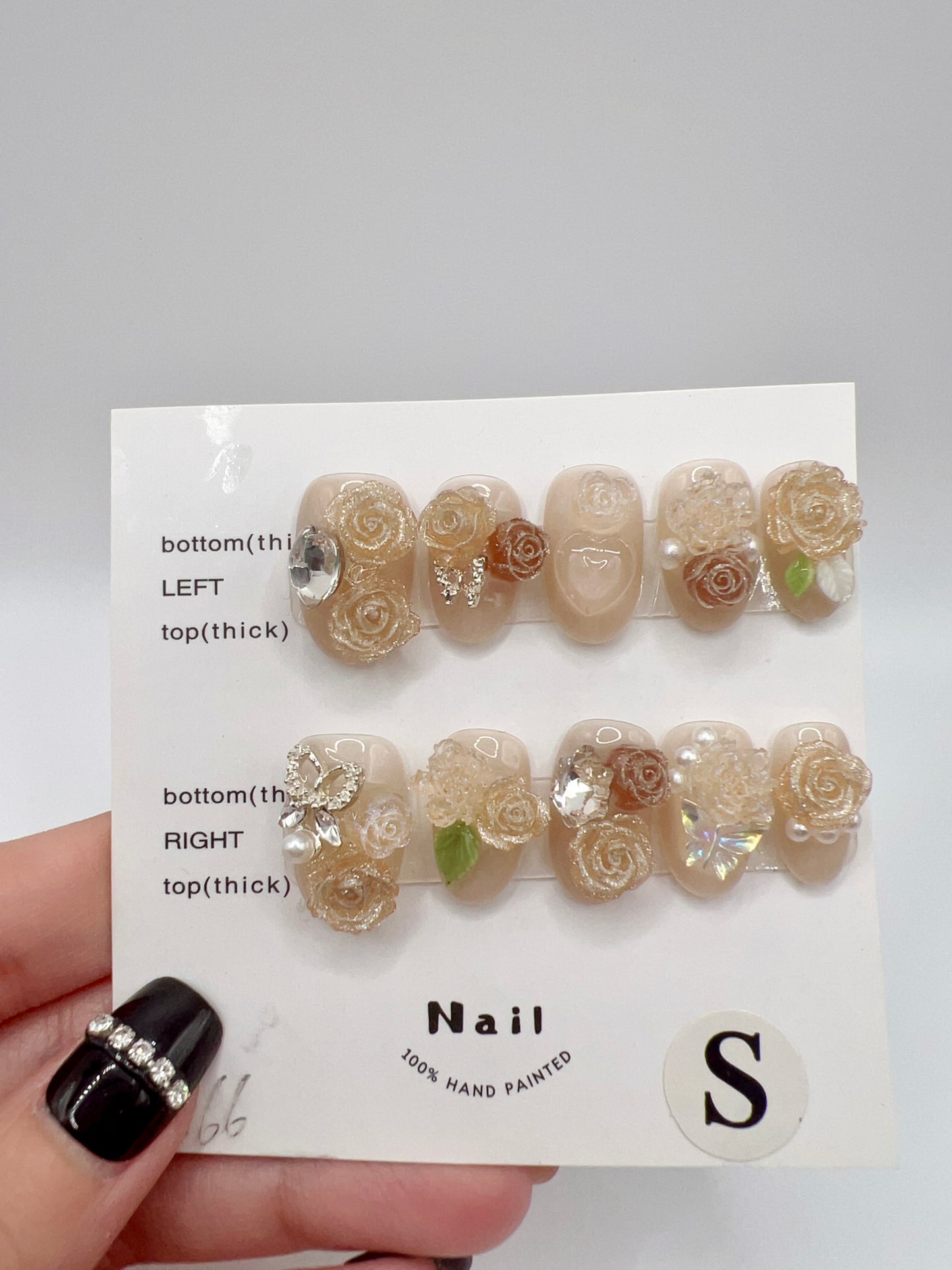 Floral Charm Press On Nails: Short Square, 2D Flower (Small)