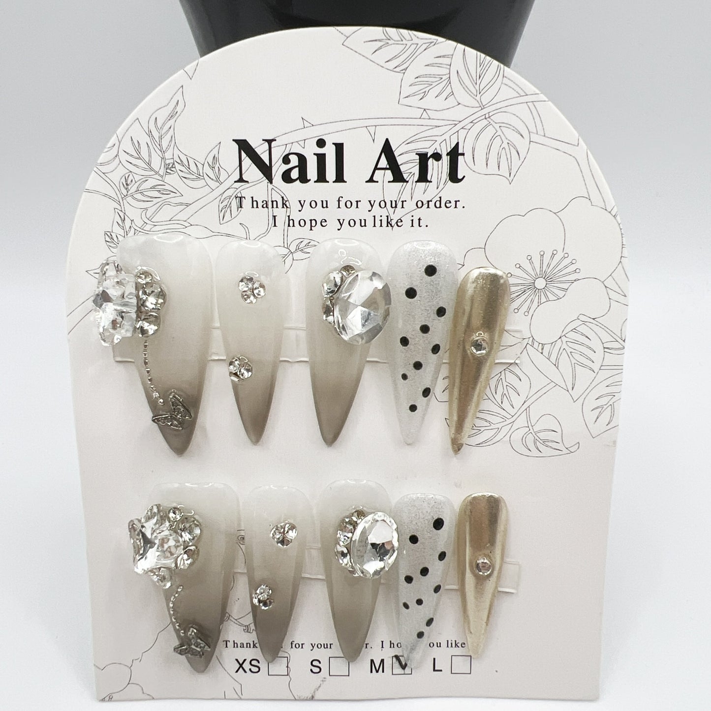 Luxury Charms Press-On Nails – Medium Size-stiletto shape