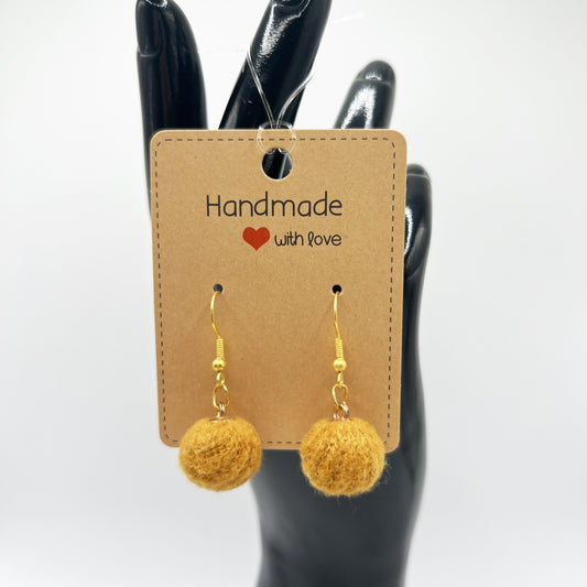 Yellow Fluffy Pom-Pom Drop Earrings | Lightweight & Playful | Soft Statement