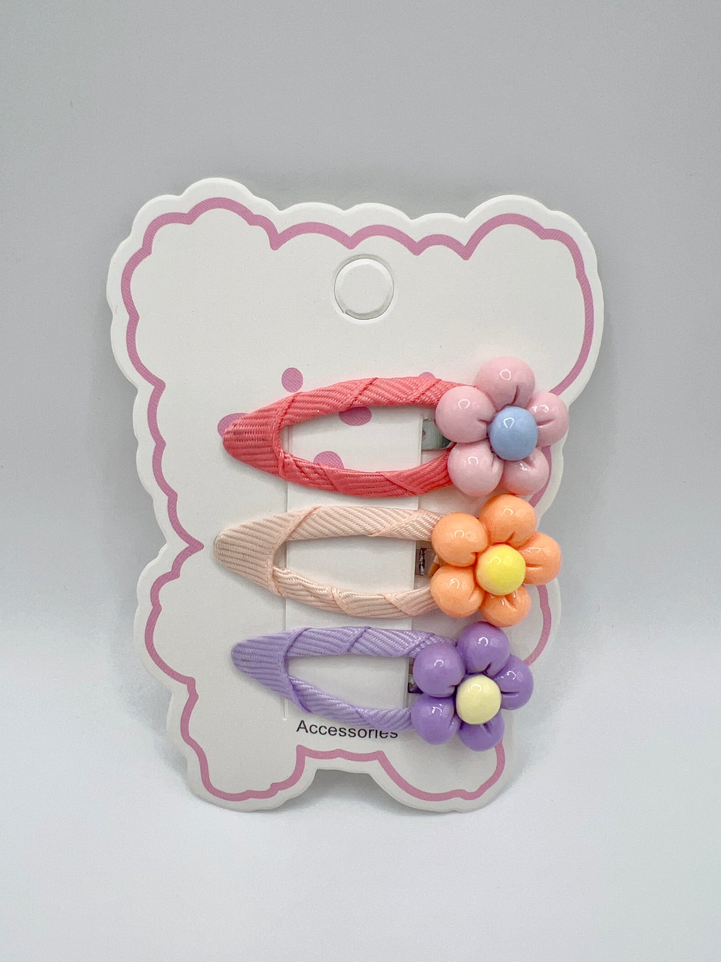 Handmade Colorful Flower Clip Set 3pcs Cute and Fun for Girls