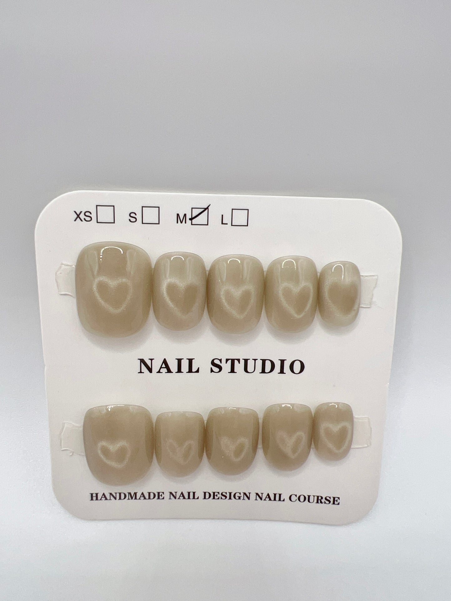 5 Set Short Square Press-On Nails with Cat Eye or Glitter Design