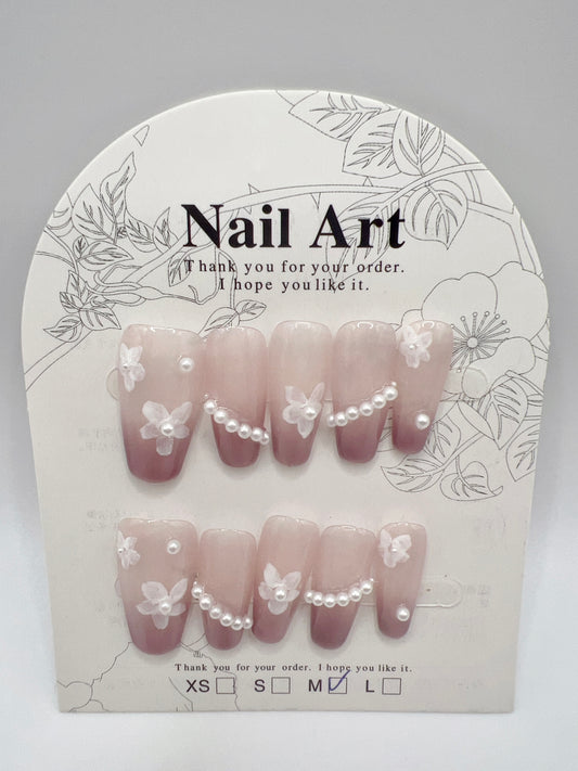 Medium Coffin Press On Nails with Rhinestone and Charms – Medium Size