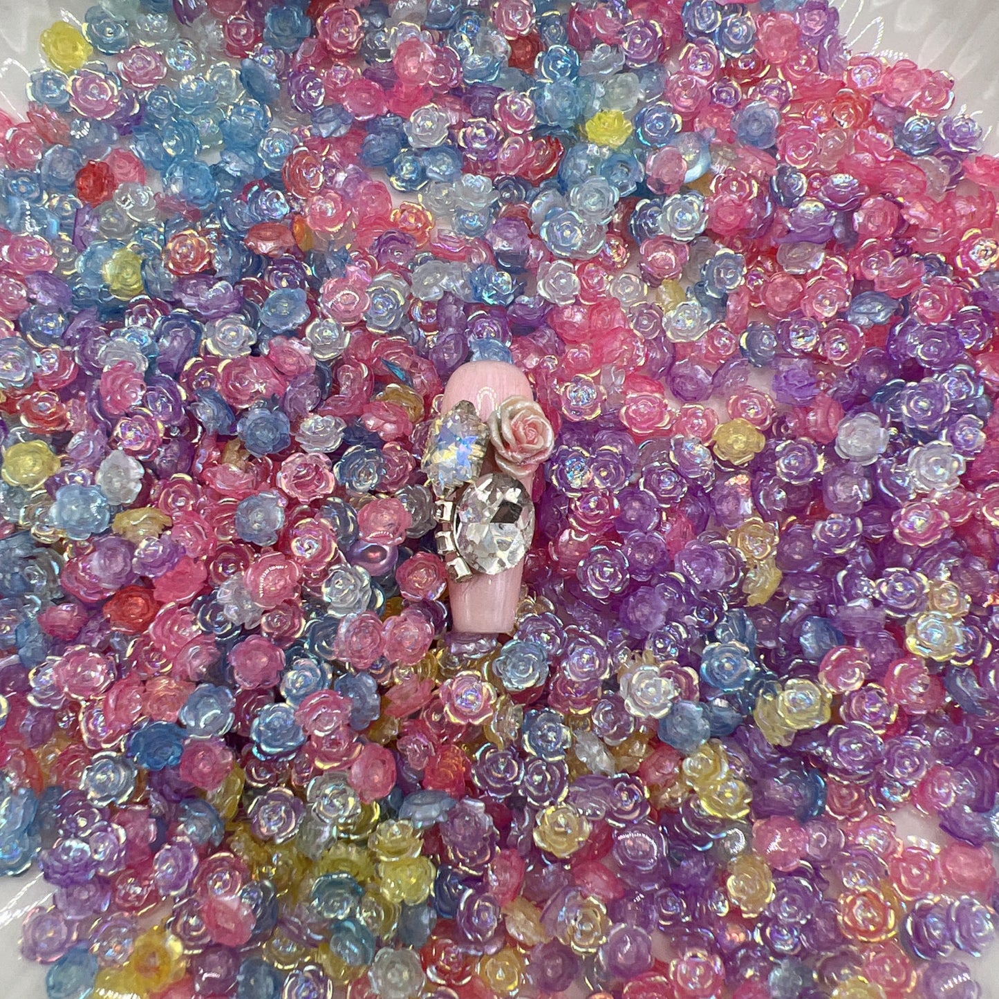 Mini 2D Resin Flower Charms – Cute DIY Nail Art, Phone Case, and Craft Decoration
