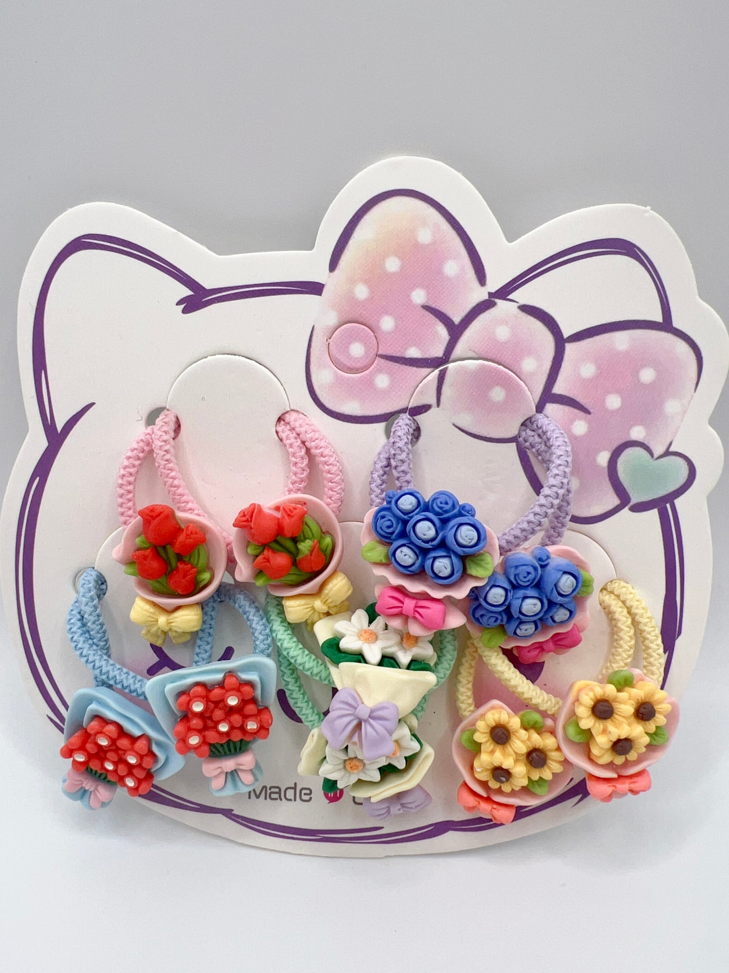 Mix Cartoon Hair Tie Set – 10pcs (5 Pairs), Cute for Girls & Gift