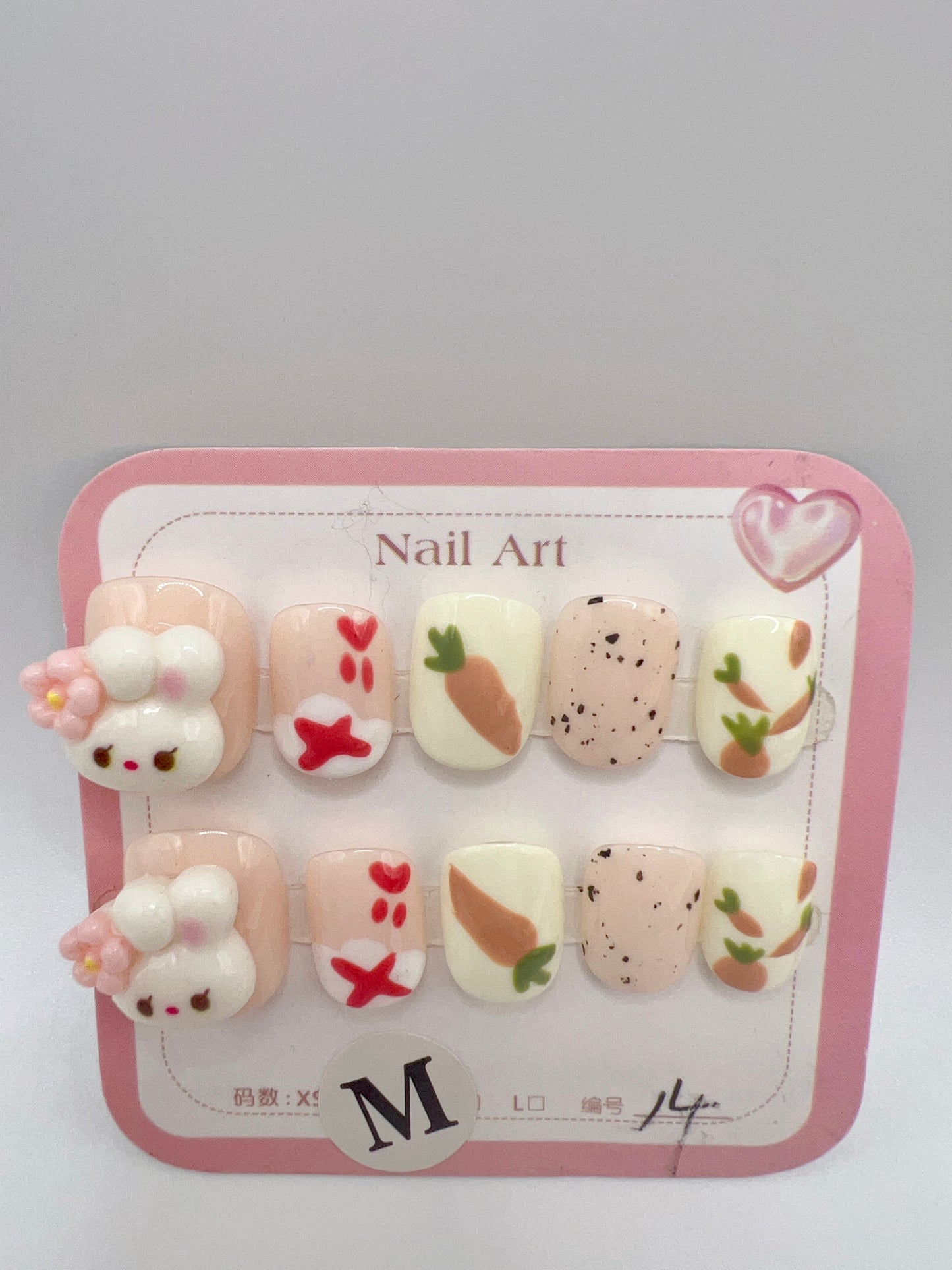 3 Sets Short Square Press On Nails with Cartoon Charms – Medium Size