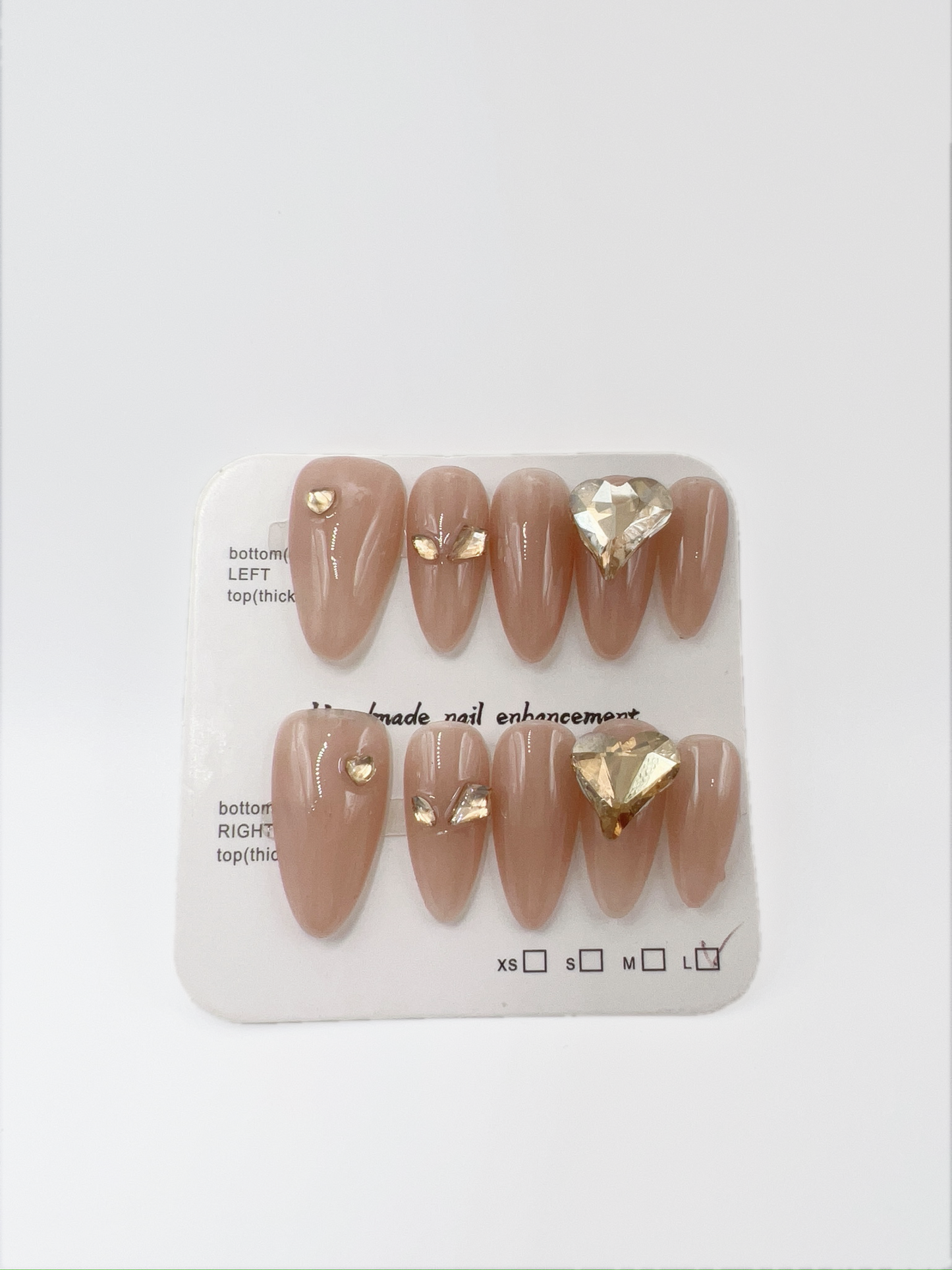 Almond Press-On Nails with Rhinestones – Large Size