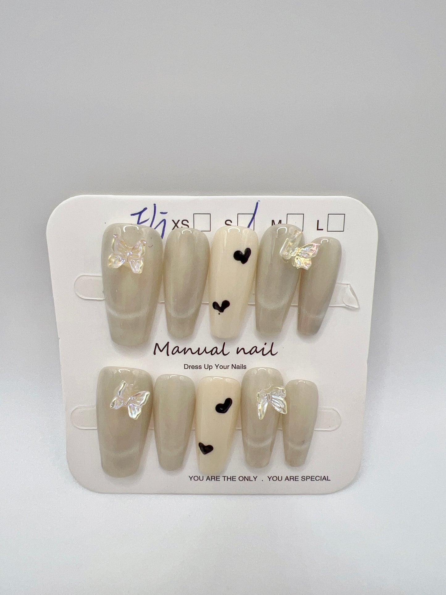 5 Sets Medium Coffin Press-On Nails Simple Style