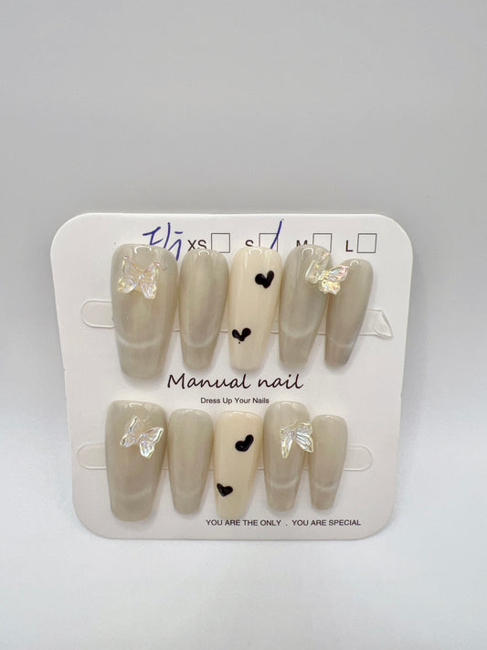 5 Sets Medium Coffin Press-On Nails Simple Style