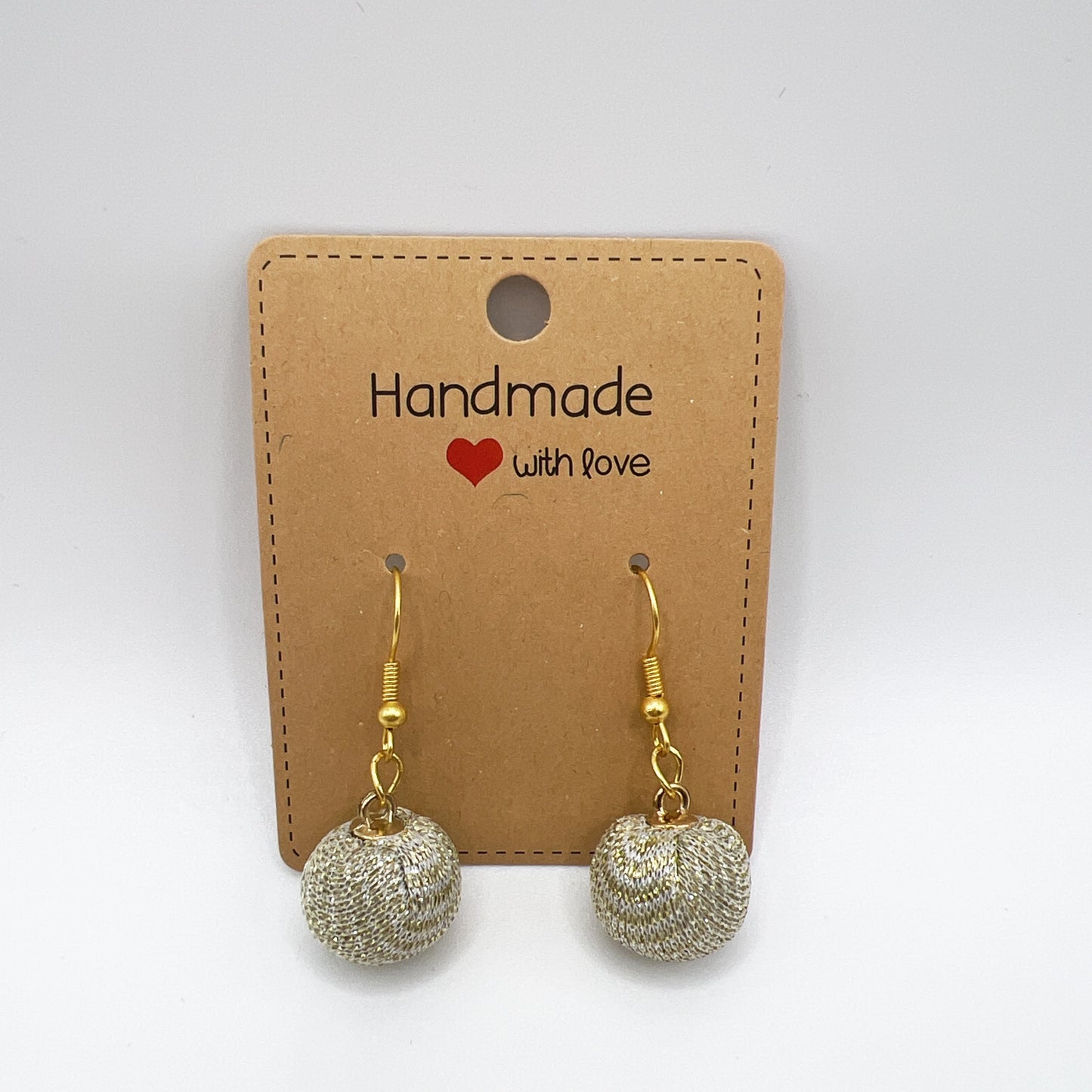 Shimmery Thread Round Ball Drop Earrings | Lightweight & Stylish | White & Brown Options