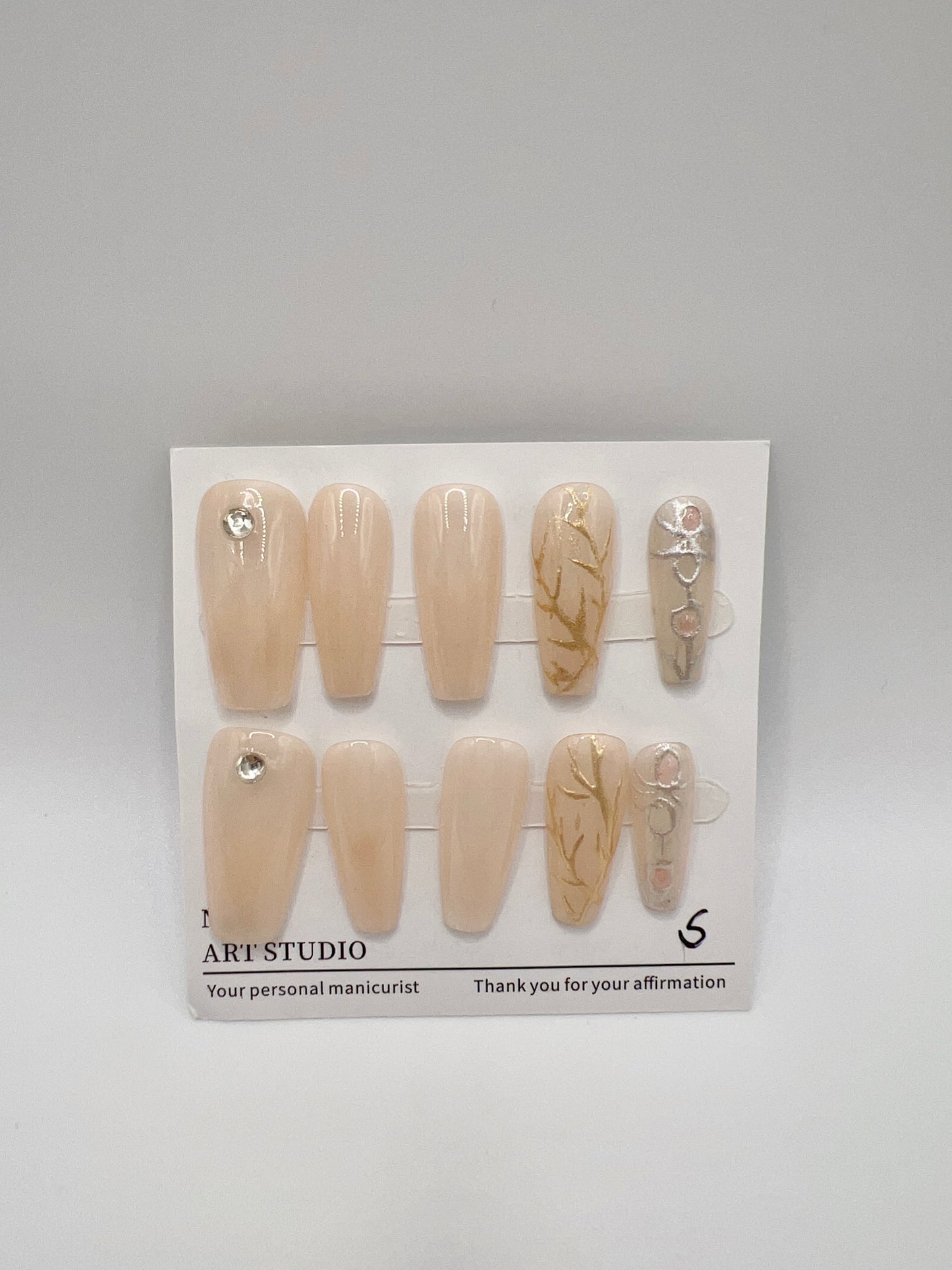 5 Sets Medium Coffin Press-On Nails Simple Style