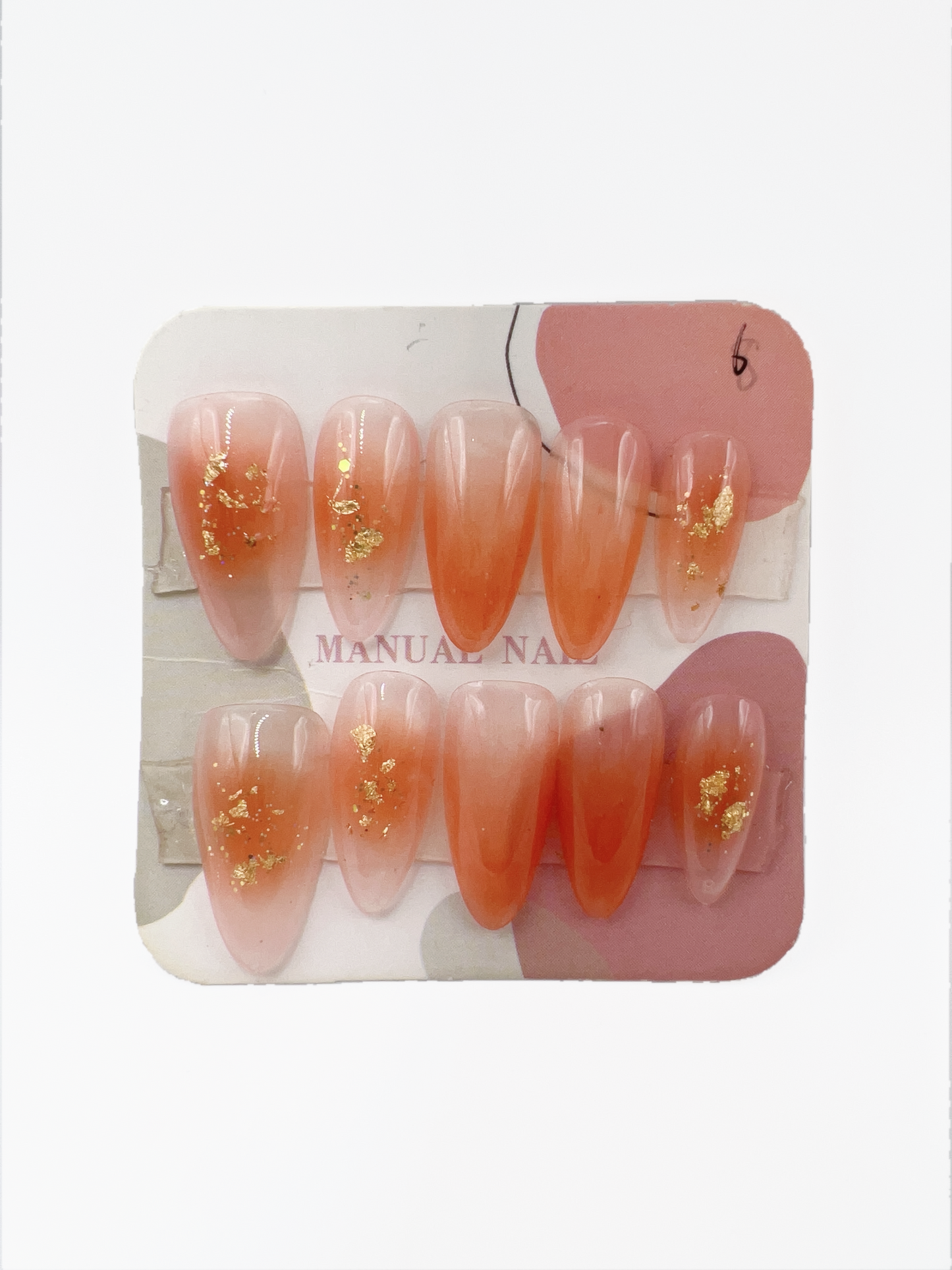 Almond Press-On Nails with Simple Design – Large Size