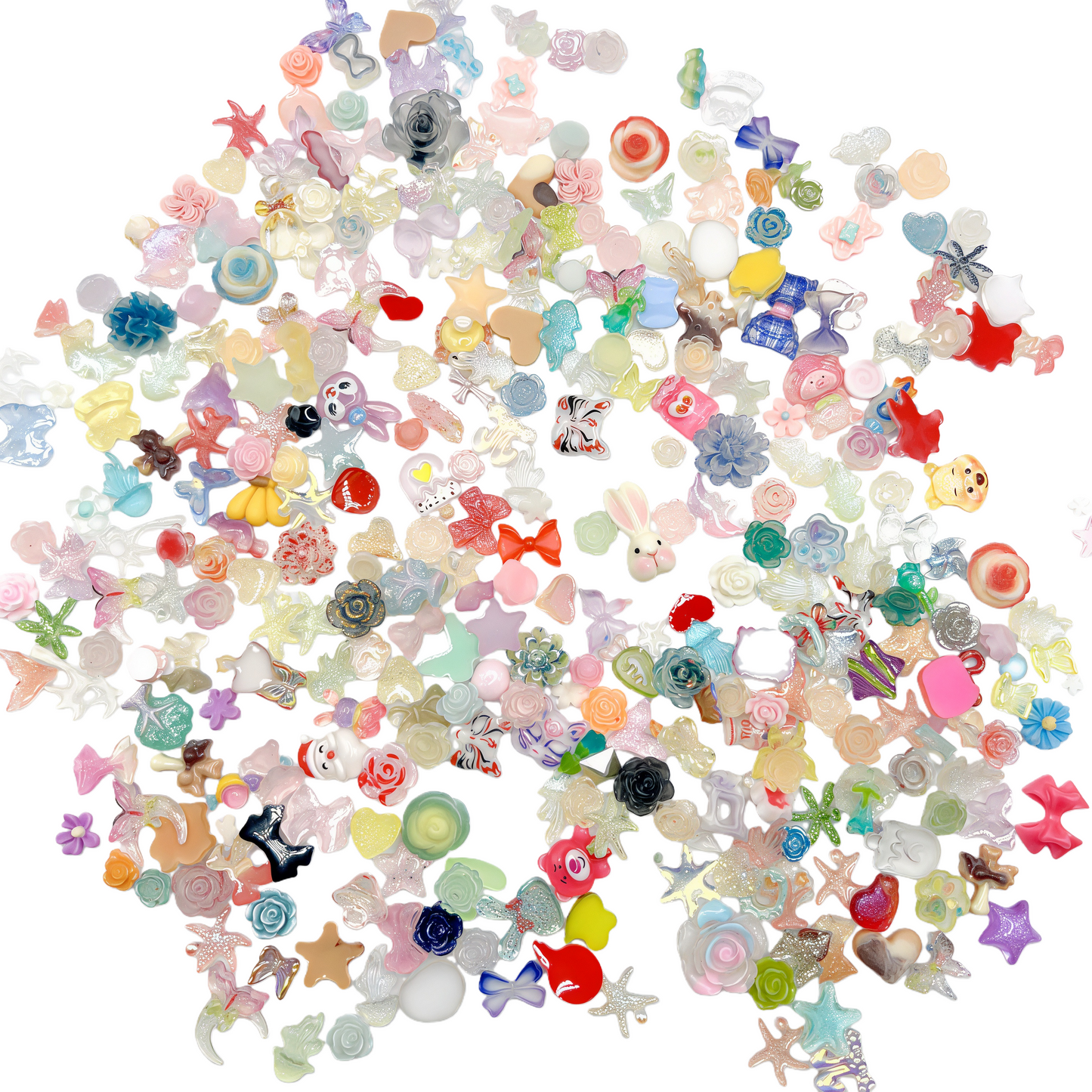 500PCS 3D Mixed Nail and DIY Craft Charms Assorted Colors – Multi Shapes