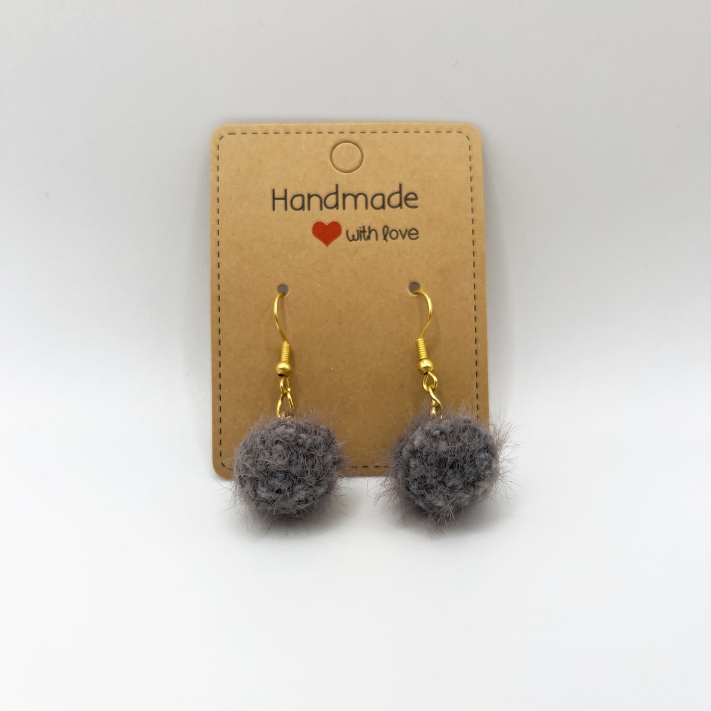 Gray Fluffy Pom-Pom Drop Earrings | Lightweight & Chic | Cozy Statement