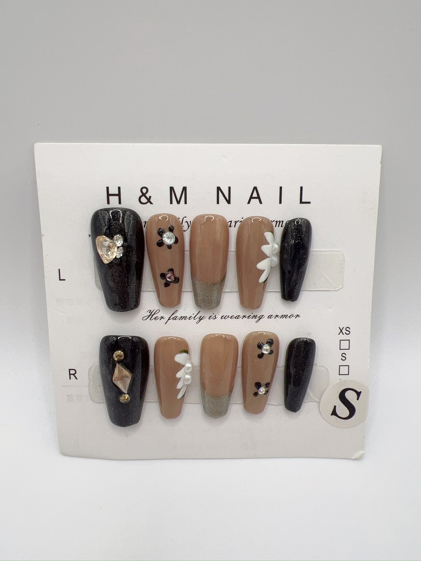 5 Sets Medium Coffin Press-On Nails Simple Style