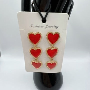 Triple Heart Earrings – Gold