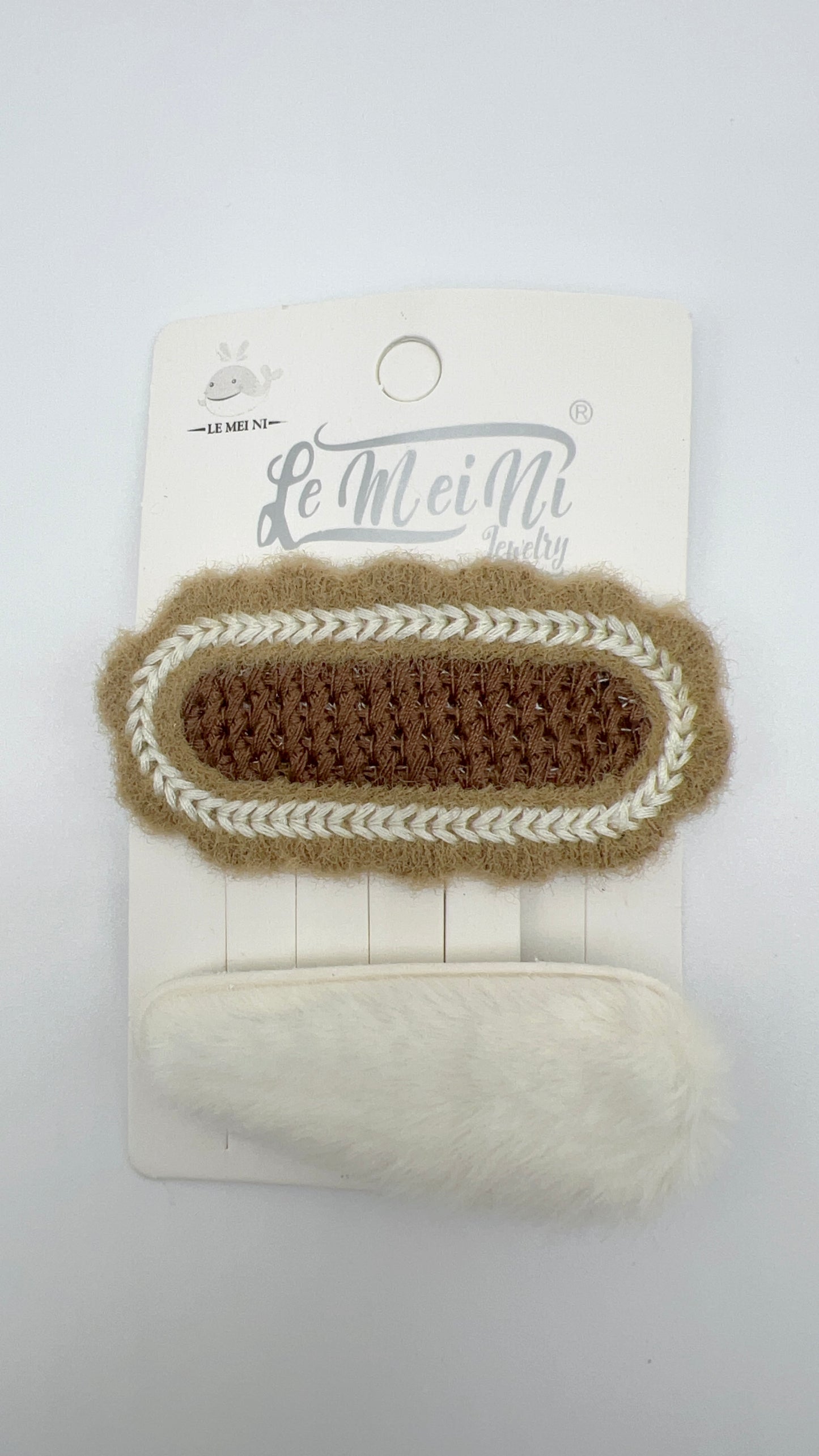 Knitted and Plush Hair Clip Set Cute for Winter and Fall 2 Color Options