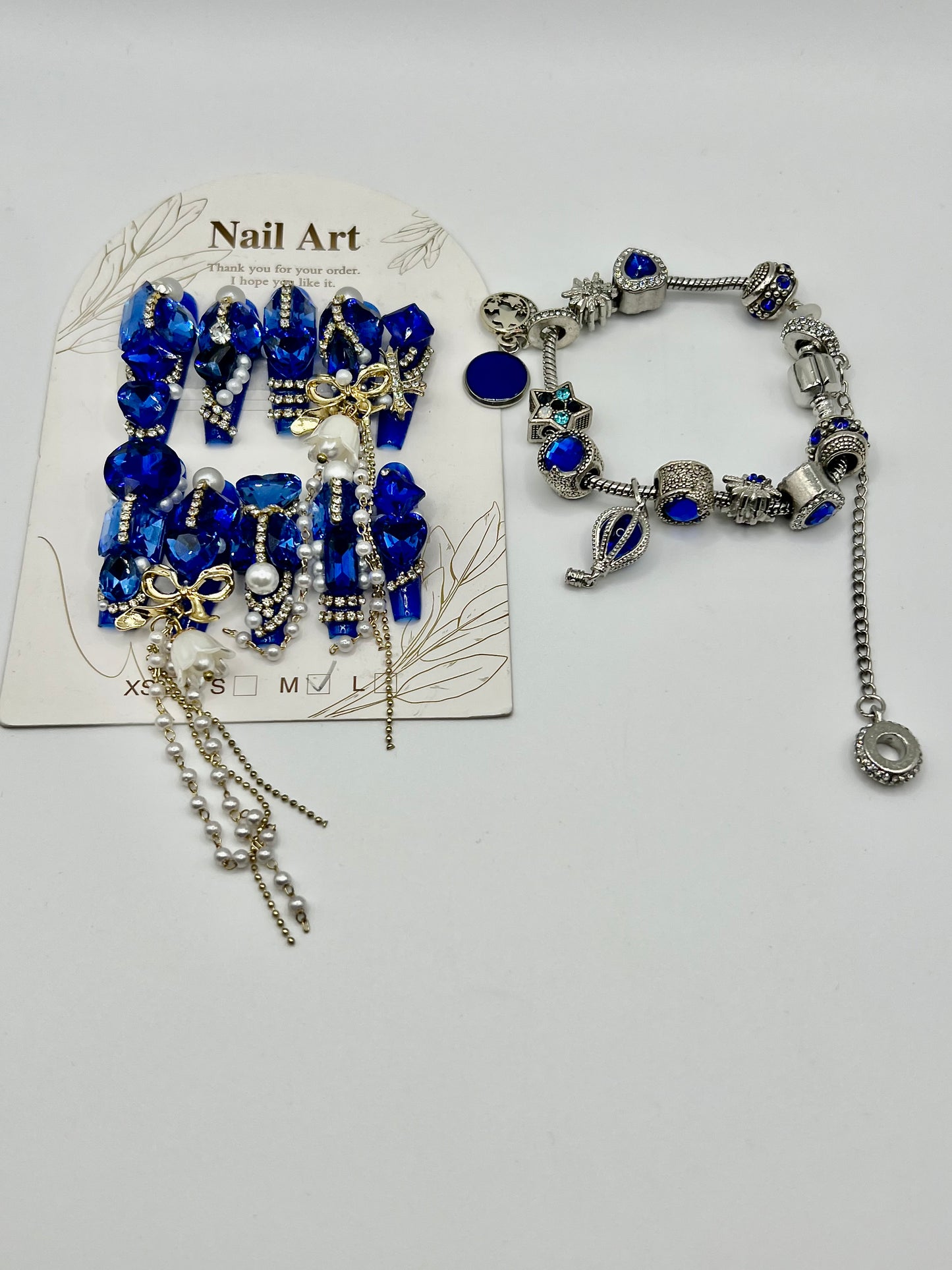 Luxury Press-On Nails with Matching Bracelets – Elegant, Effortless Glamour | Medium Size