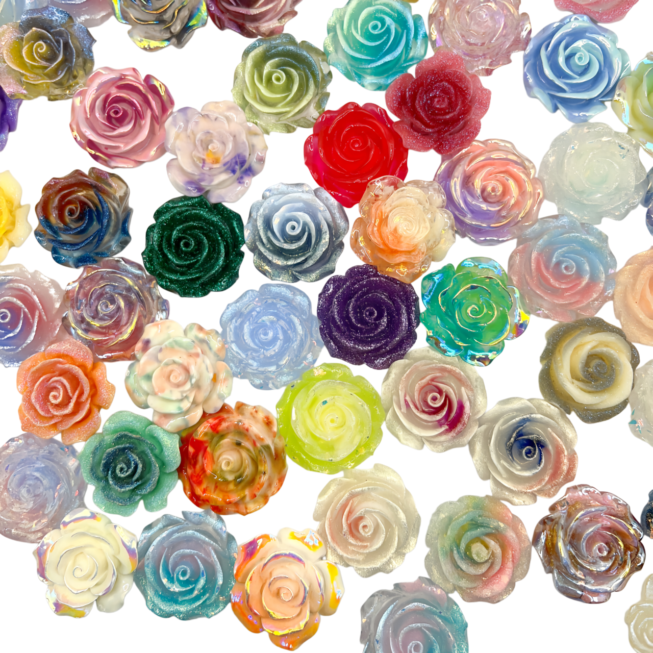 10 pcs 34-38mm Large Resin Flower Charms for DIY Crafts – Decorative Flower Cabochons for Jewelry Making, Photo Frame Decor, Bouquet