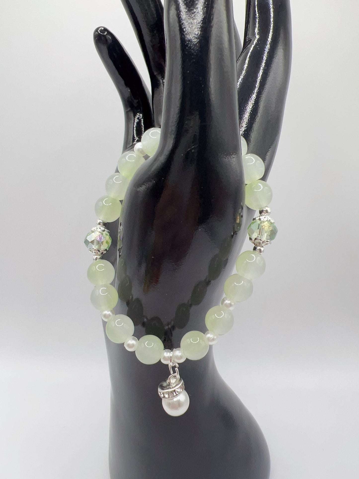 Stretchy Glass or Acrylic Bead Bracelet with Cute Charms & Spacers – Handmade Jewelry