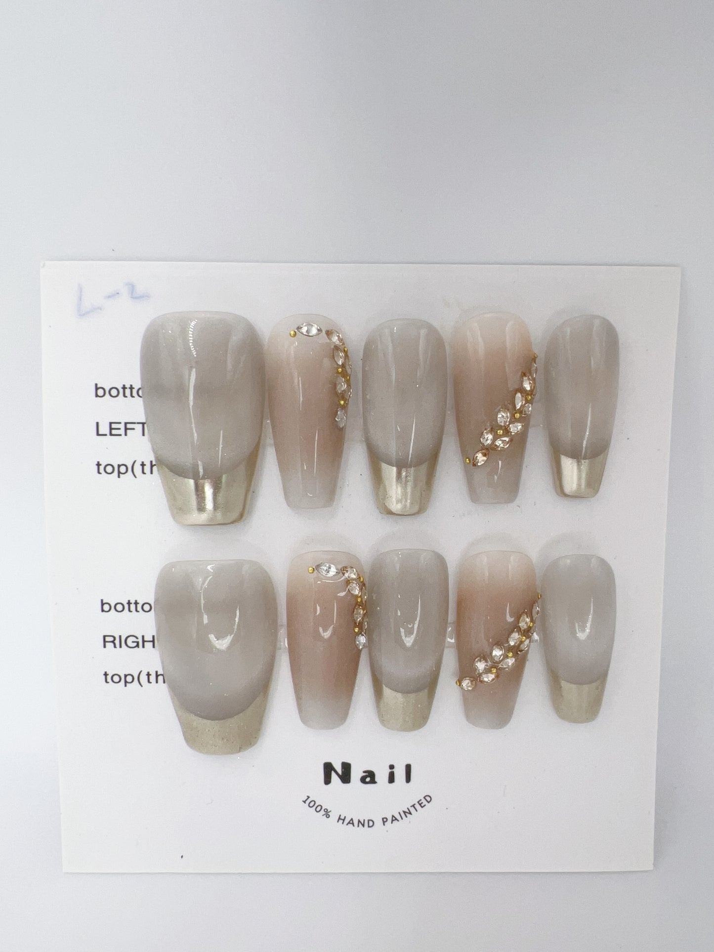 Medium Coffin Press On Nails with Rhinestone Gems – Large Size