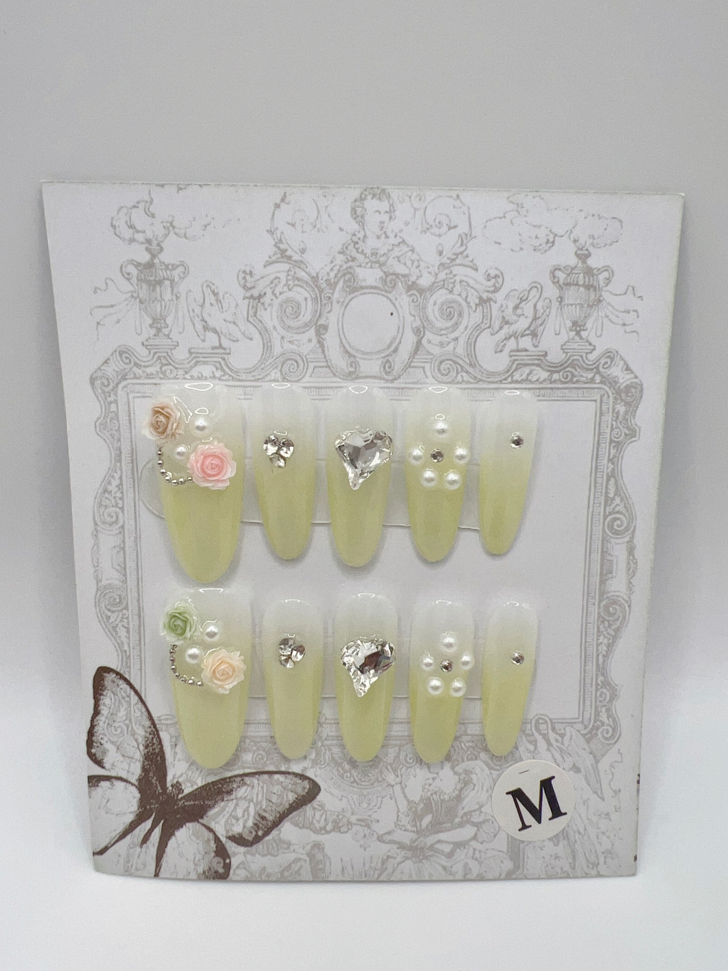 Long Oval Press On Nails with Rhinestone Glam – 8 Designs Medium Size
