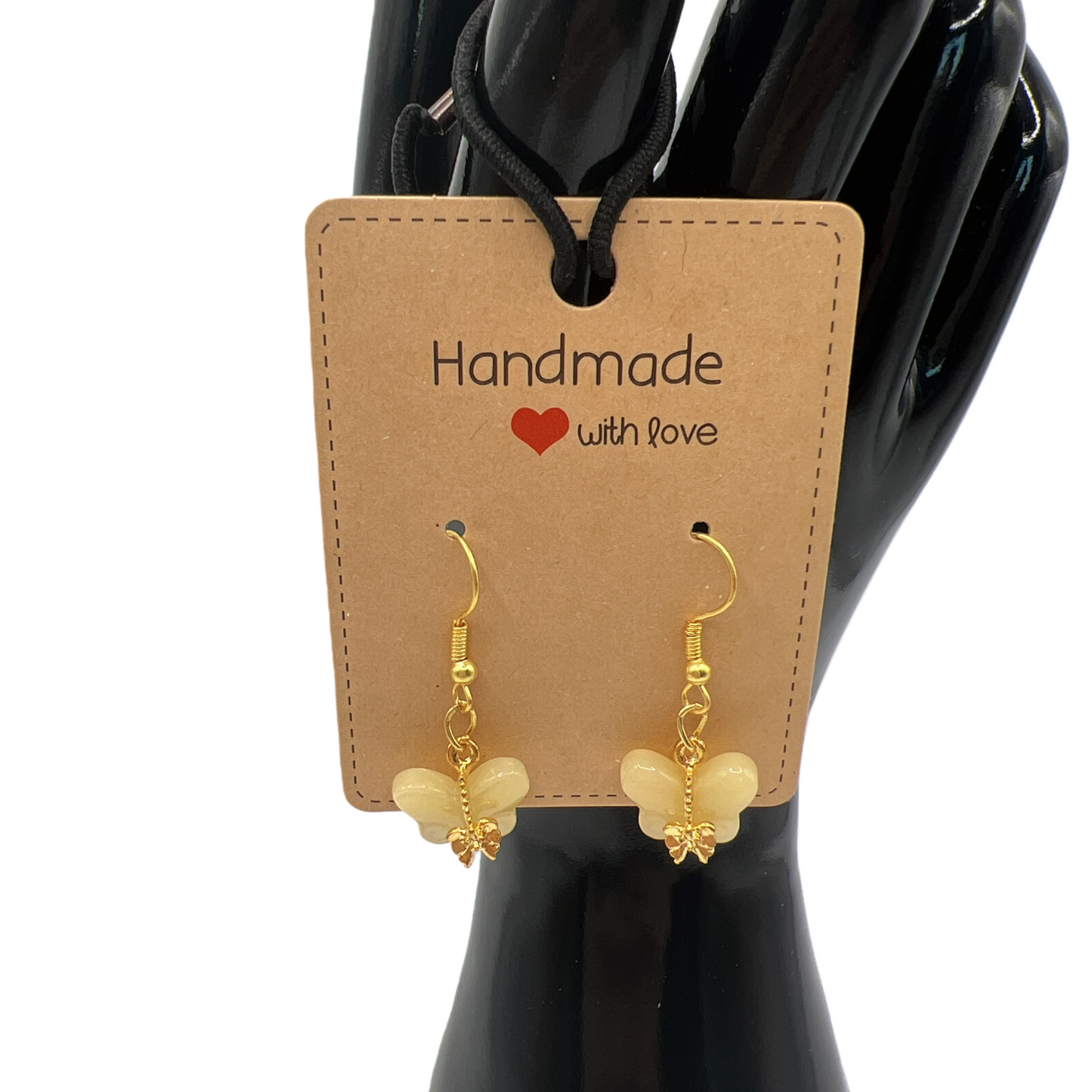 Butterfly Glass Earrings – Gold Delicate Nature-Inspired Jewelry