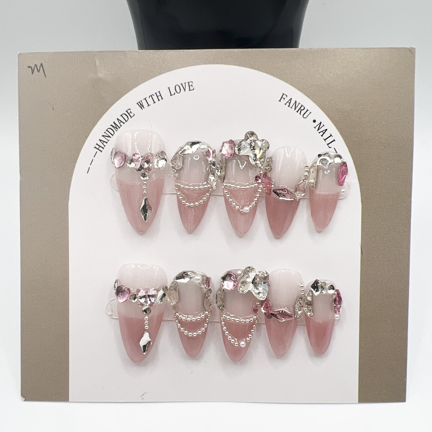 Oval Medium Length Rhinestone Press-On Nails | 10 Sparkling Designs | M Size
