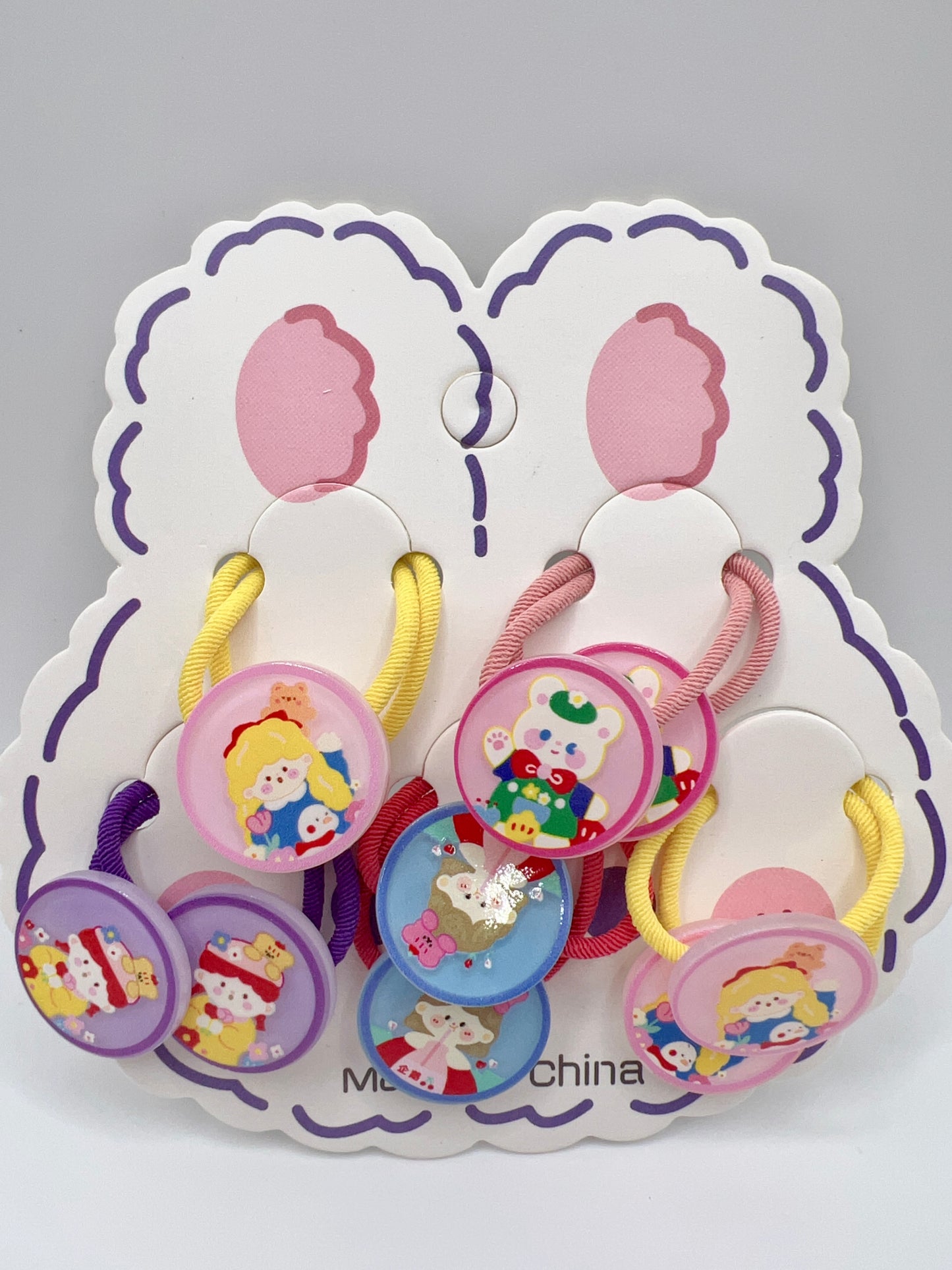 Mix Cartoon Hair Tie Set – 10pcs (5 Pairs), Cute for Girls & Gift