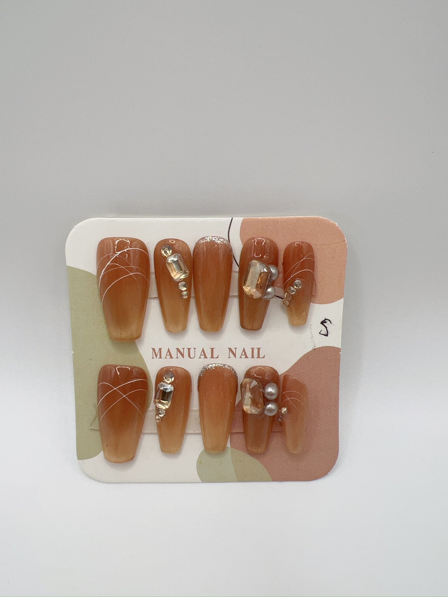 5 Sets Medium Coffin Press-On Nails Simple Style