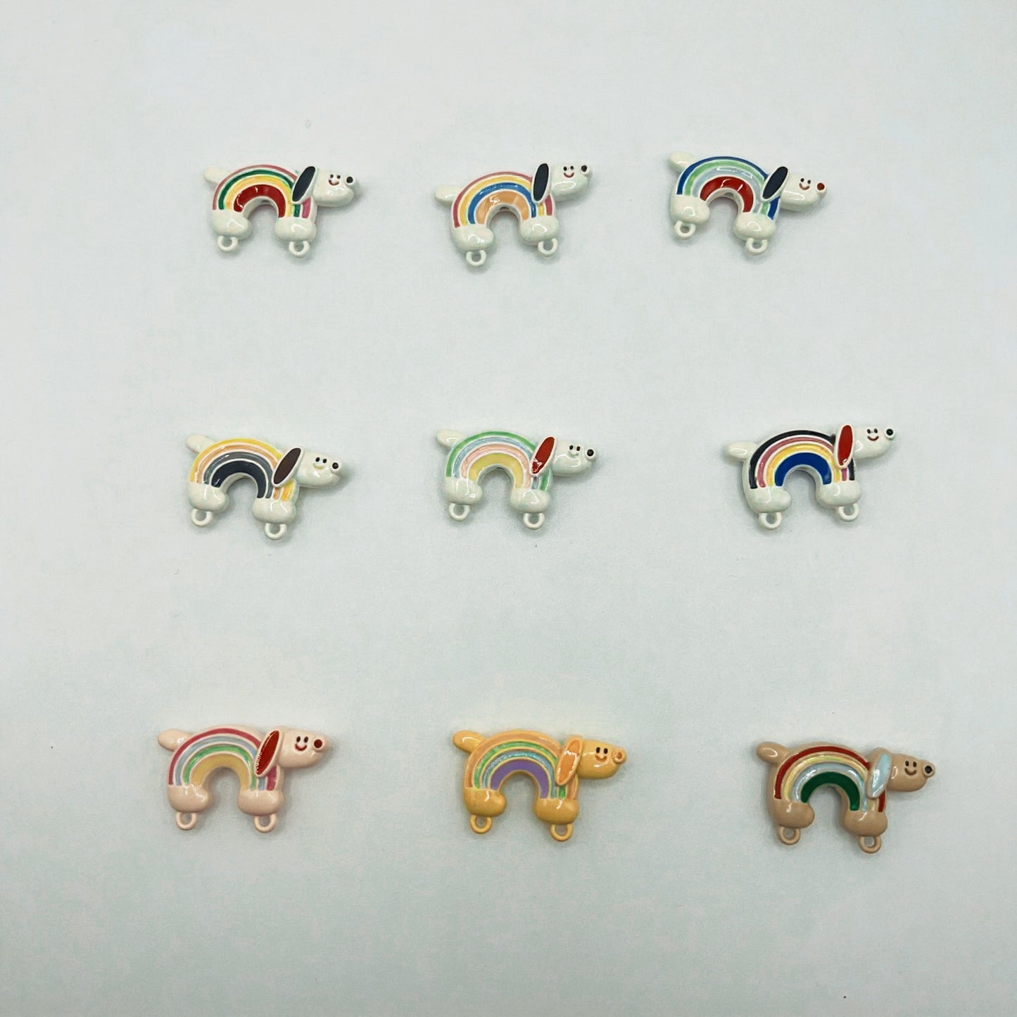Metallic Rainbow Dog Double Charm – DIY Pendant for Keychains, Bag Chains & Phone Chains