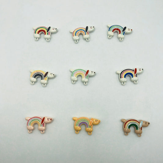 Metallic Rainbow Dog Double Charm – DIY Pendant for Keychains, Bag Chains & Phone Chains
