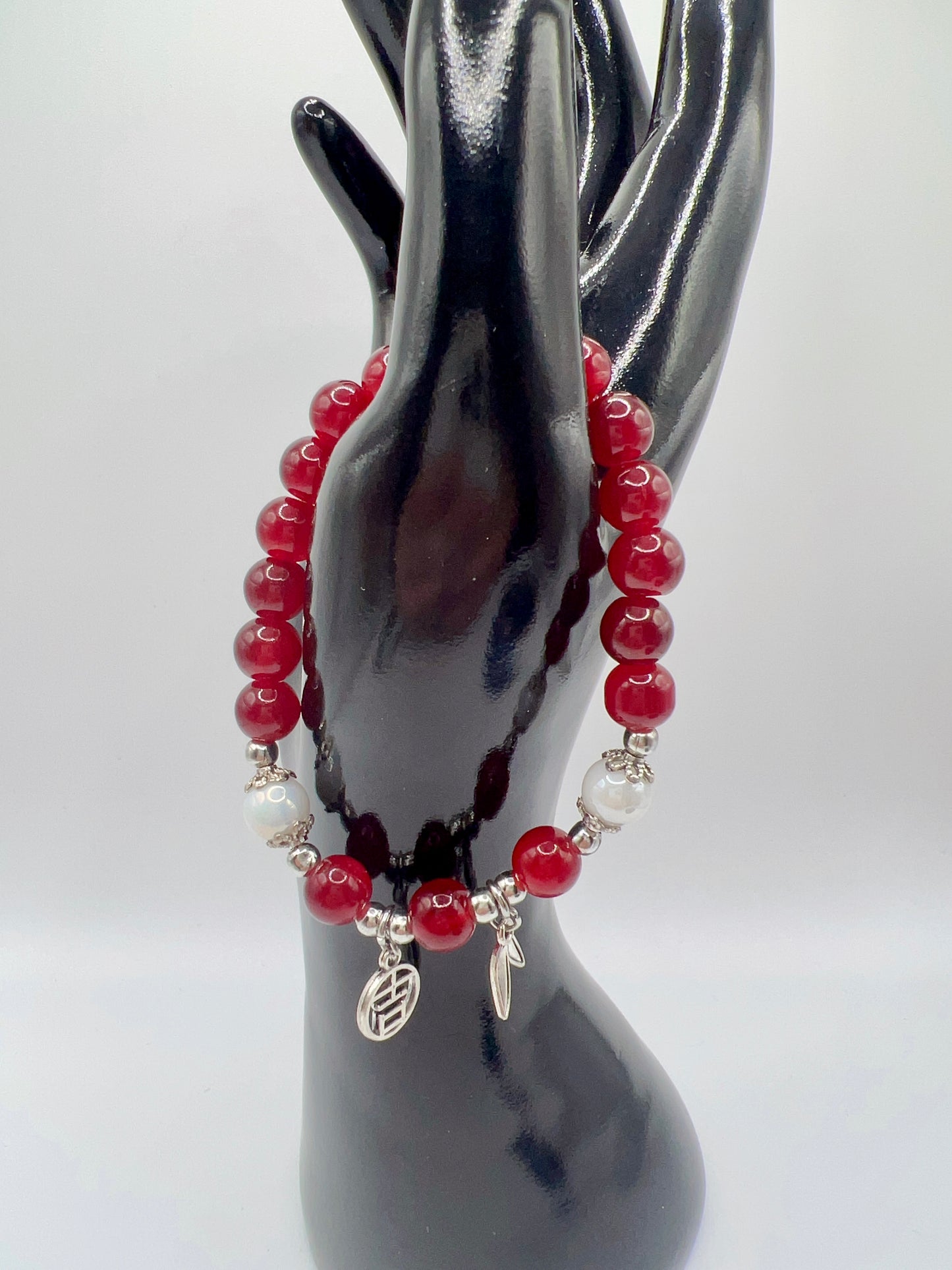 Stretchy Glass or Acrylic Bead Bracelet with Cute Charms & Spacers – Handmade Jewelry