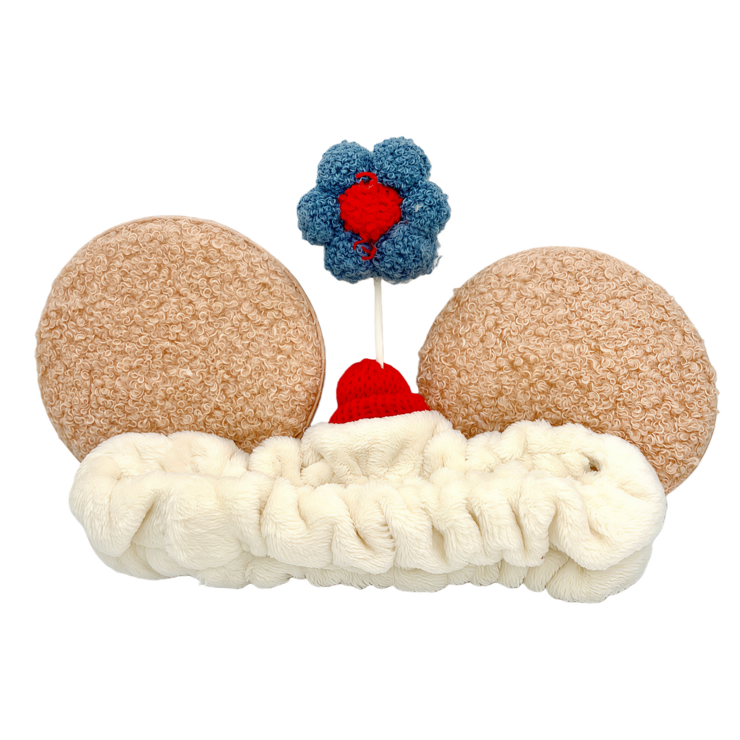 Plush Bear Ear with Flower hairbands – Cute Funny Shower & Spa Hair Wrap